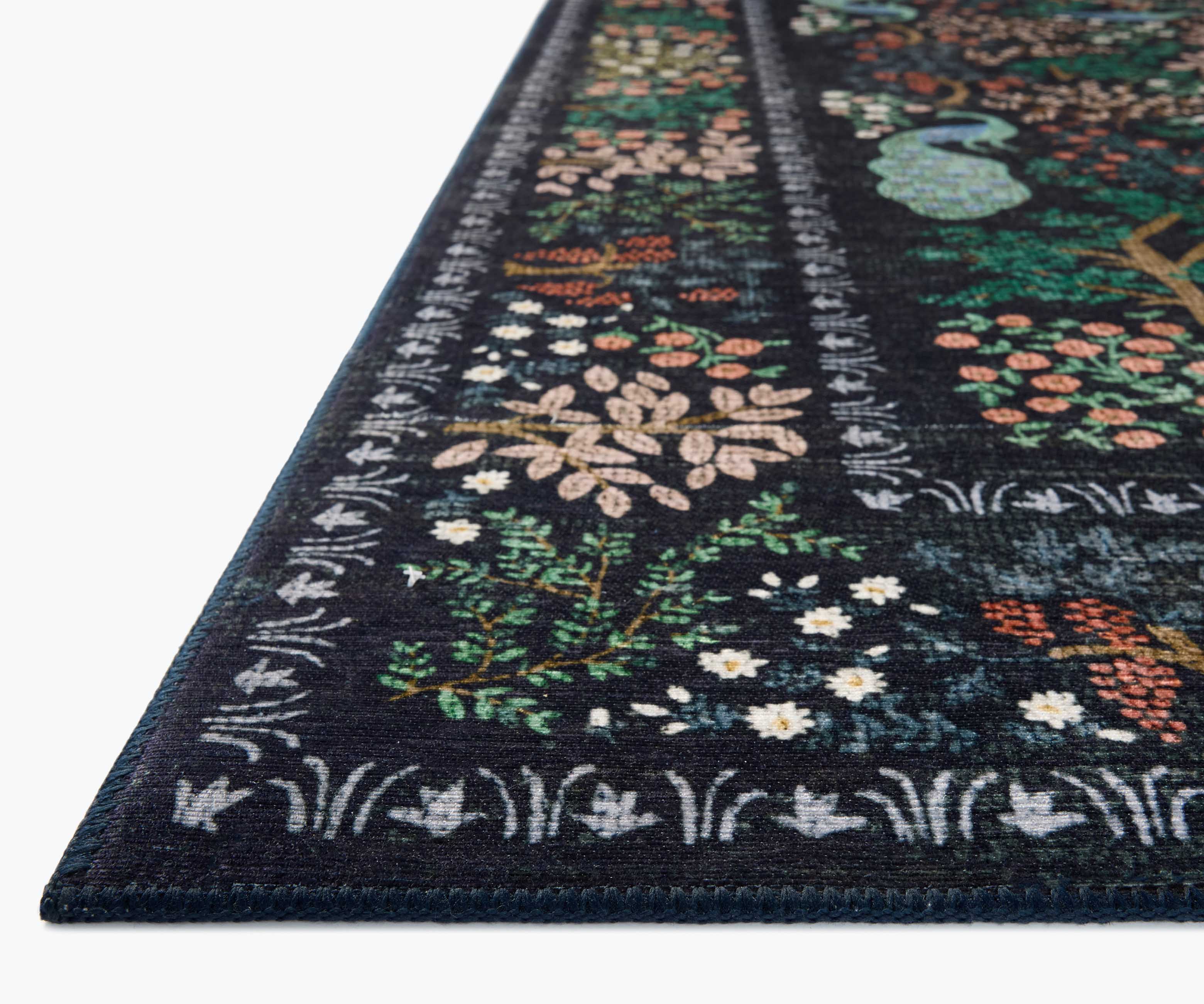 Canopy Peacock Forest Printed Rug - Charcoal