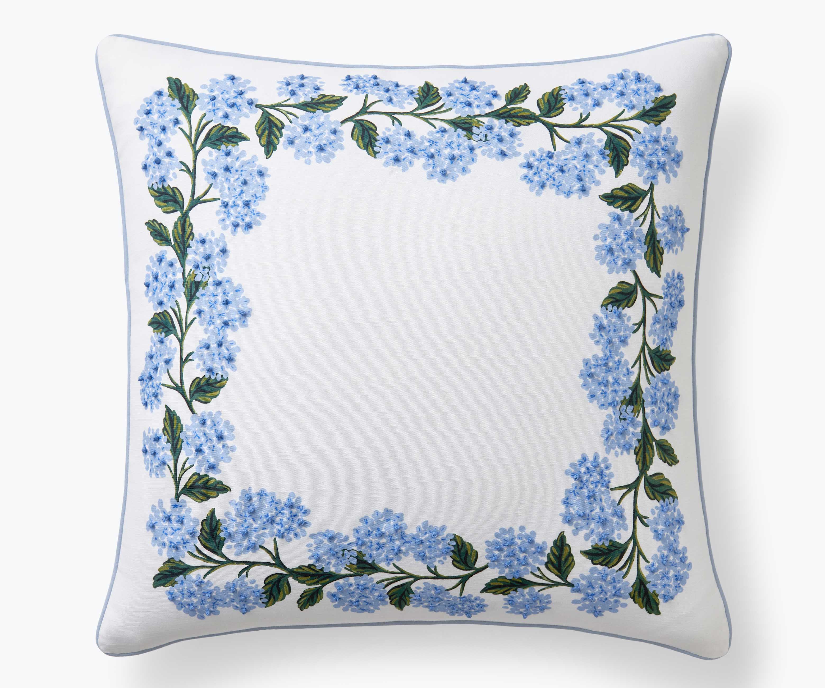 Embroidered Pillow Cover - Hydrangea