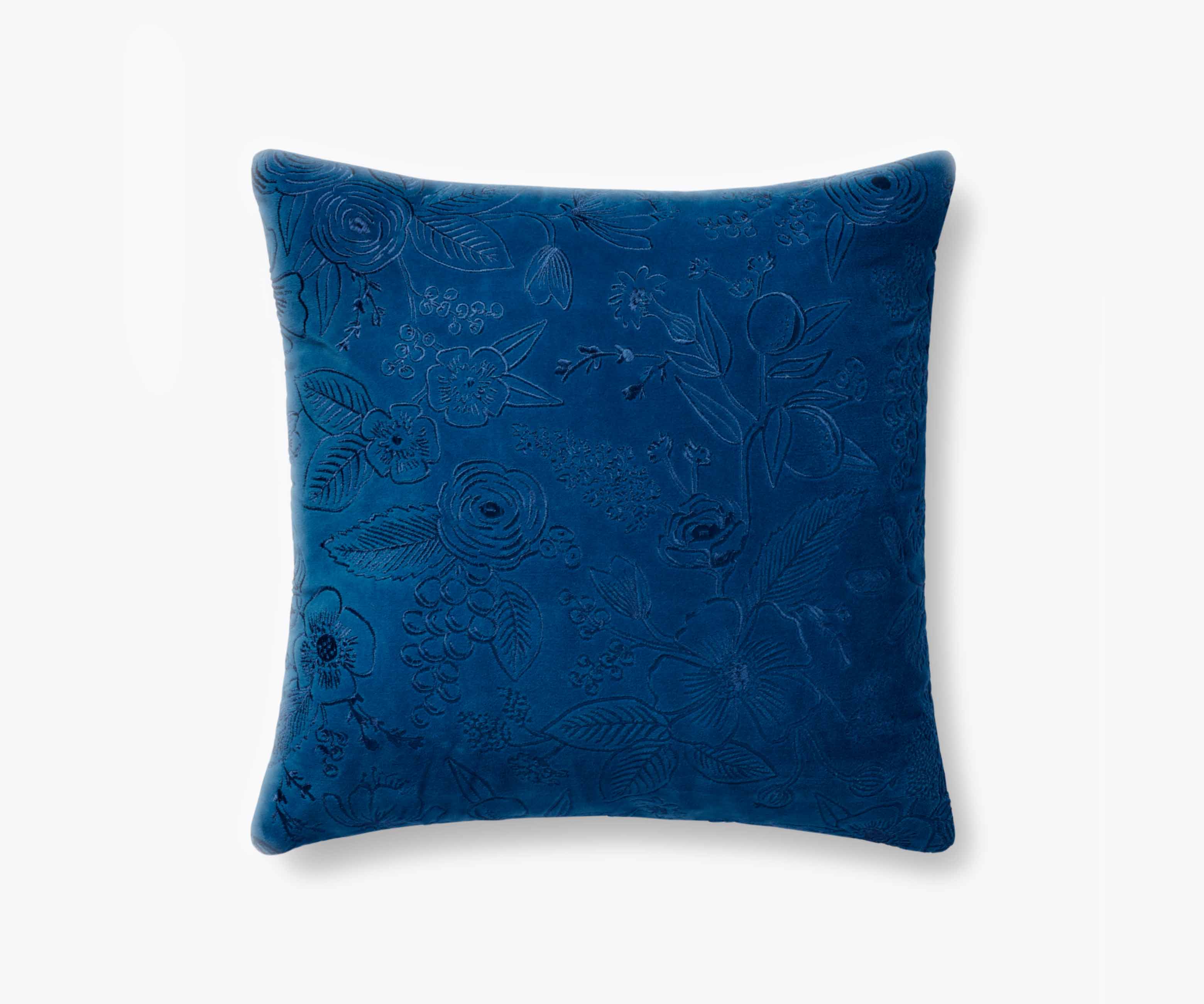 Colette Embroidered Pillow - Blue