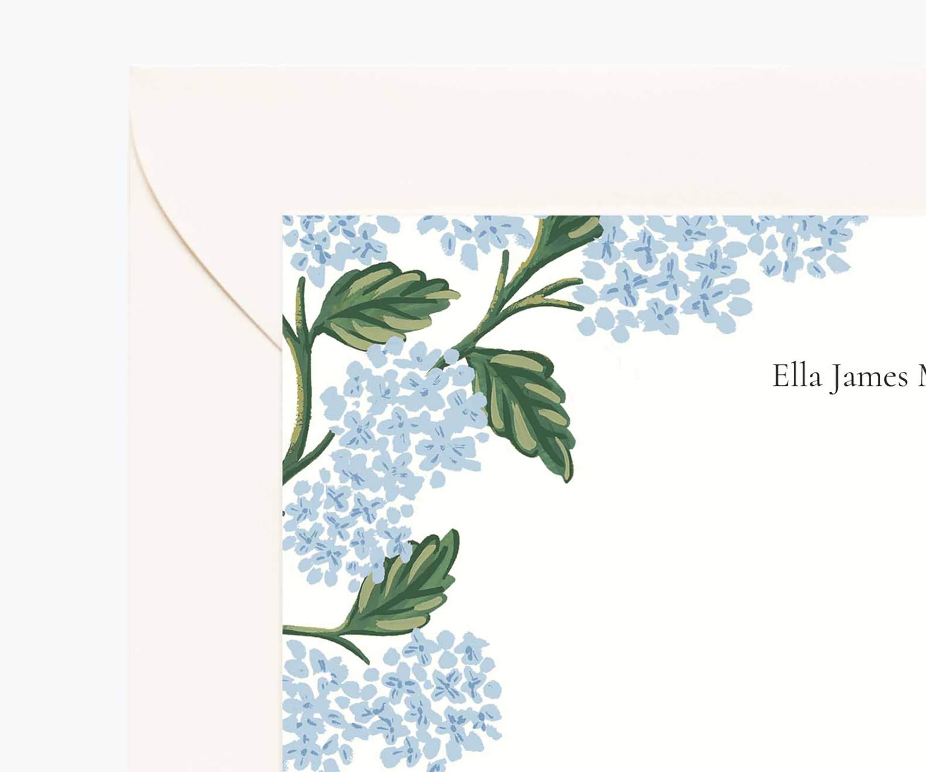 Floral Personalized Stationery  - Hydrangea Blue