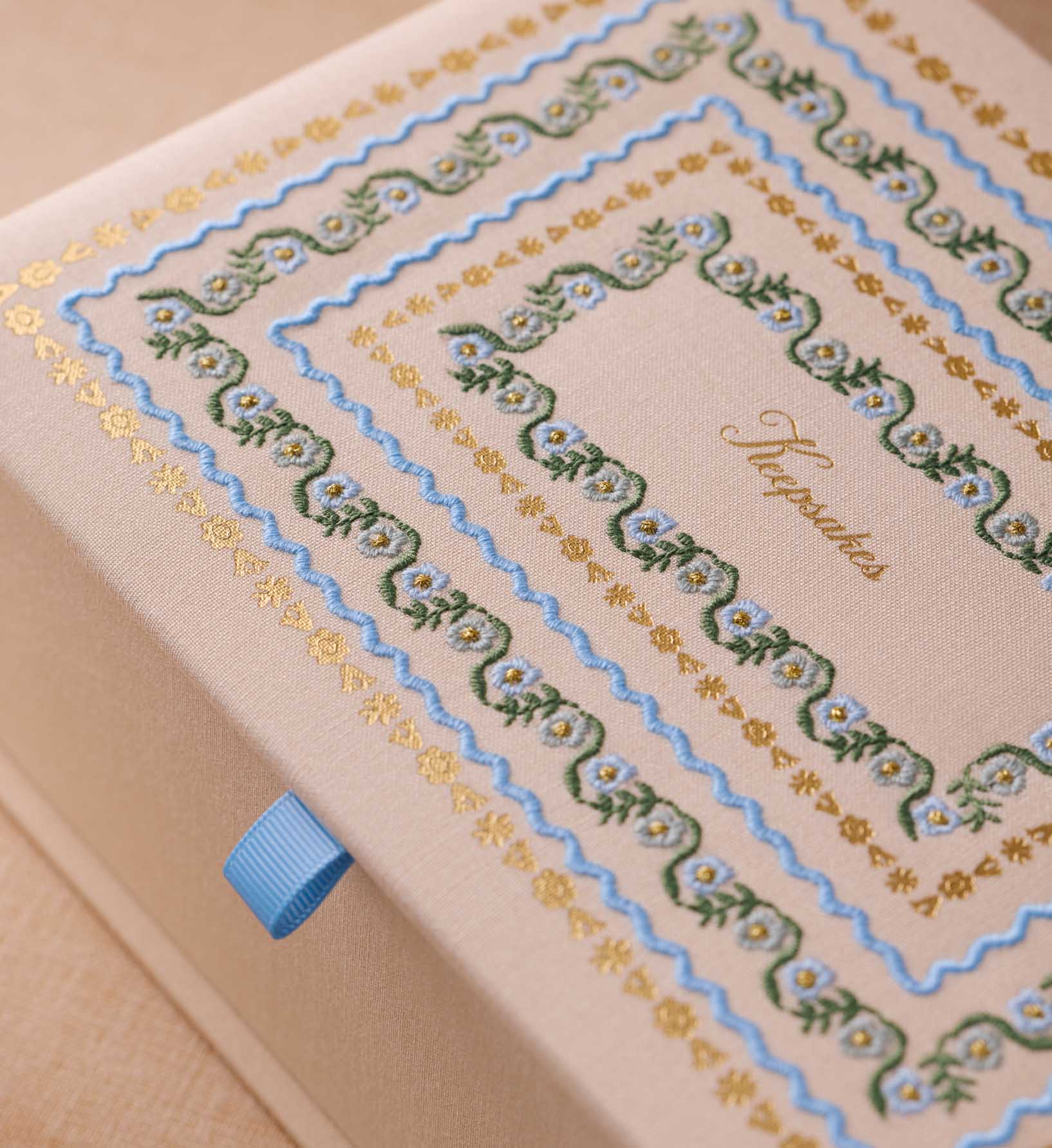 Large Embroidered Keepsake Box - Delphine