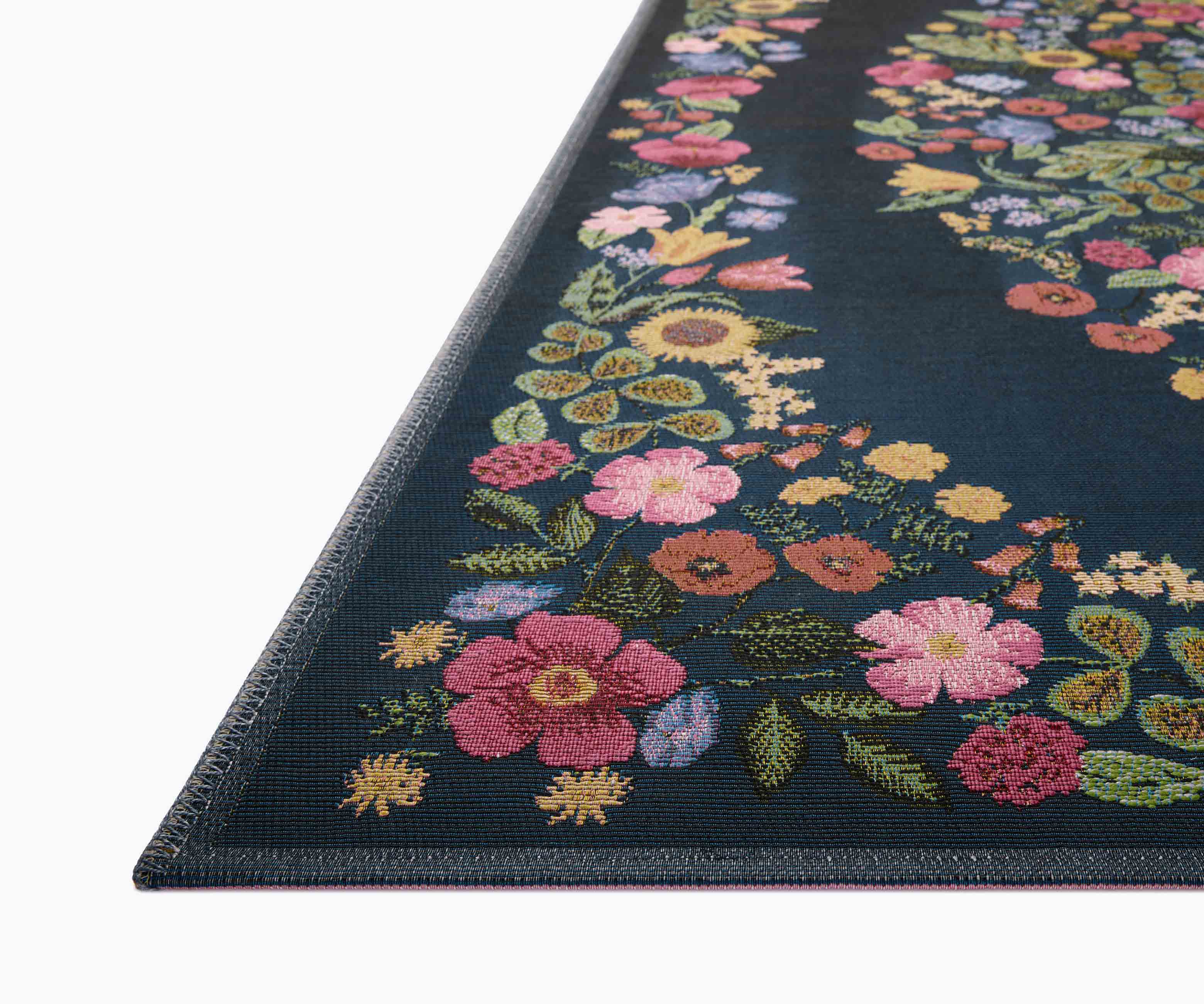 Perennial Blossom Power Loomed Rug - Navy
