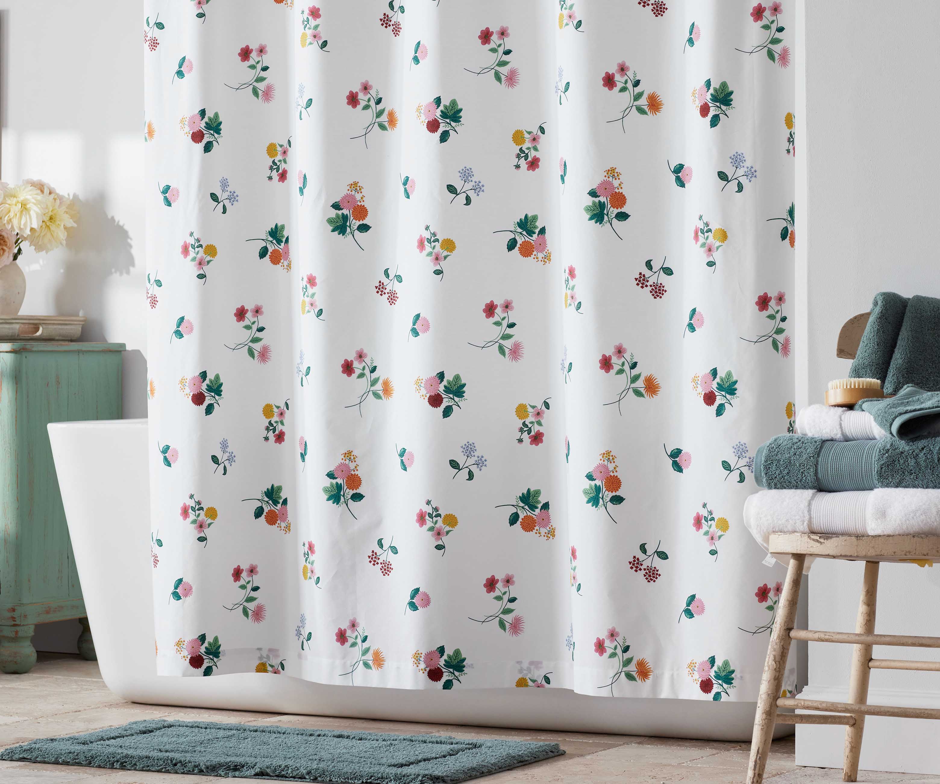 Percale Shower Curtain - Ditsy Dahlia