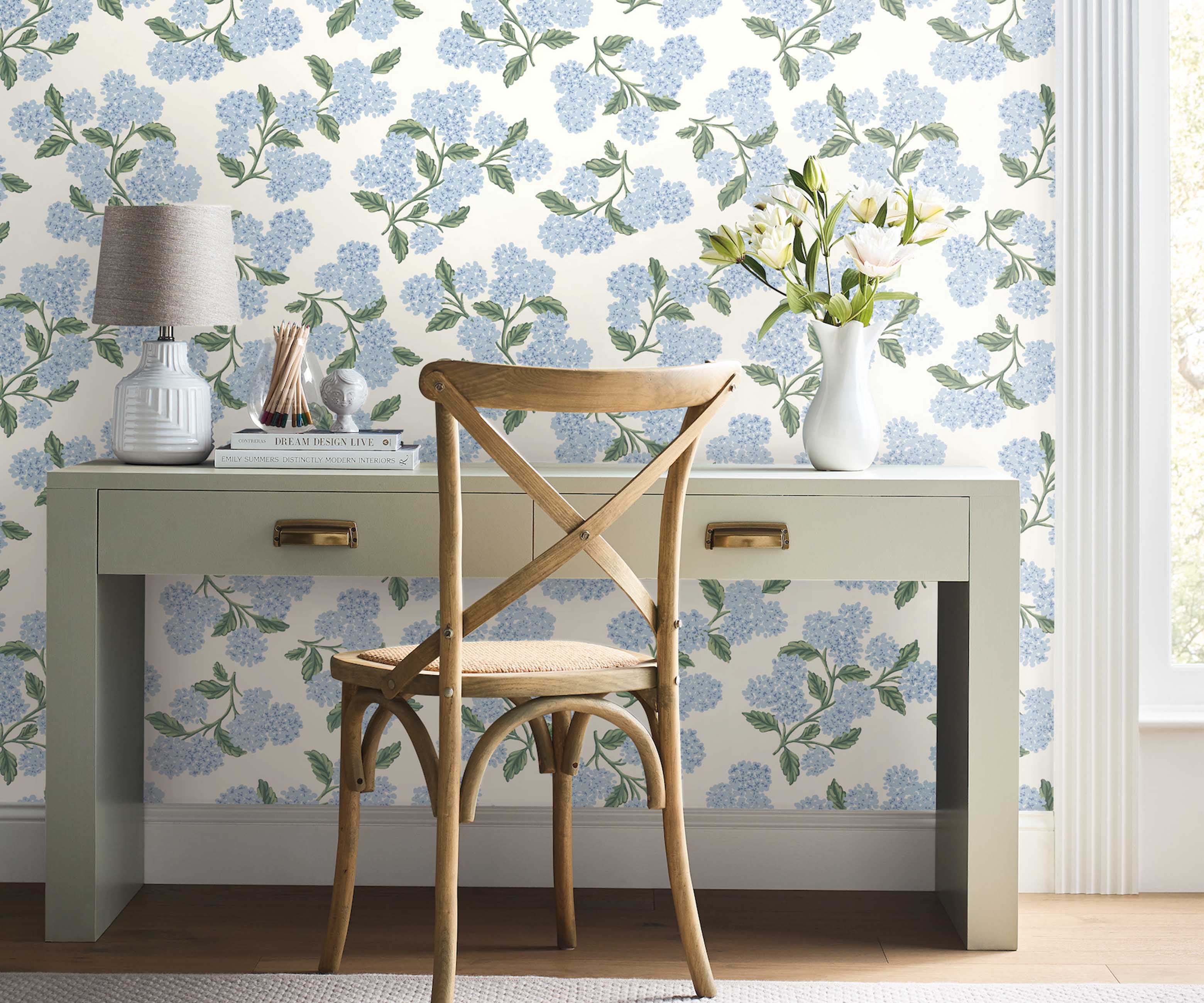 Hydrangea Peel & Stick Wallpaper - Blue & White