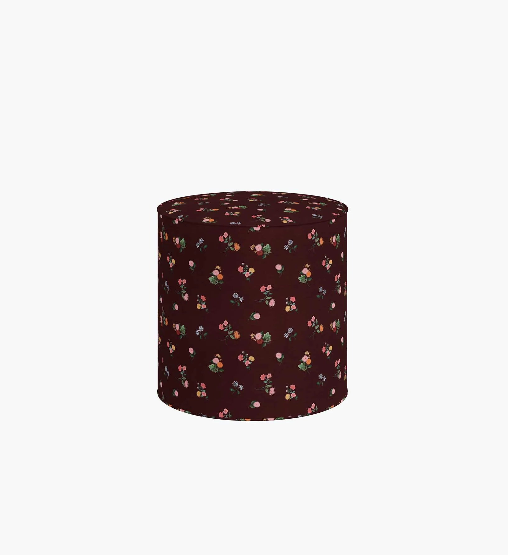 Billie Ottoman - Ditsy Dahlia Burgundy