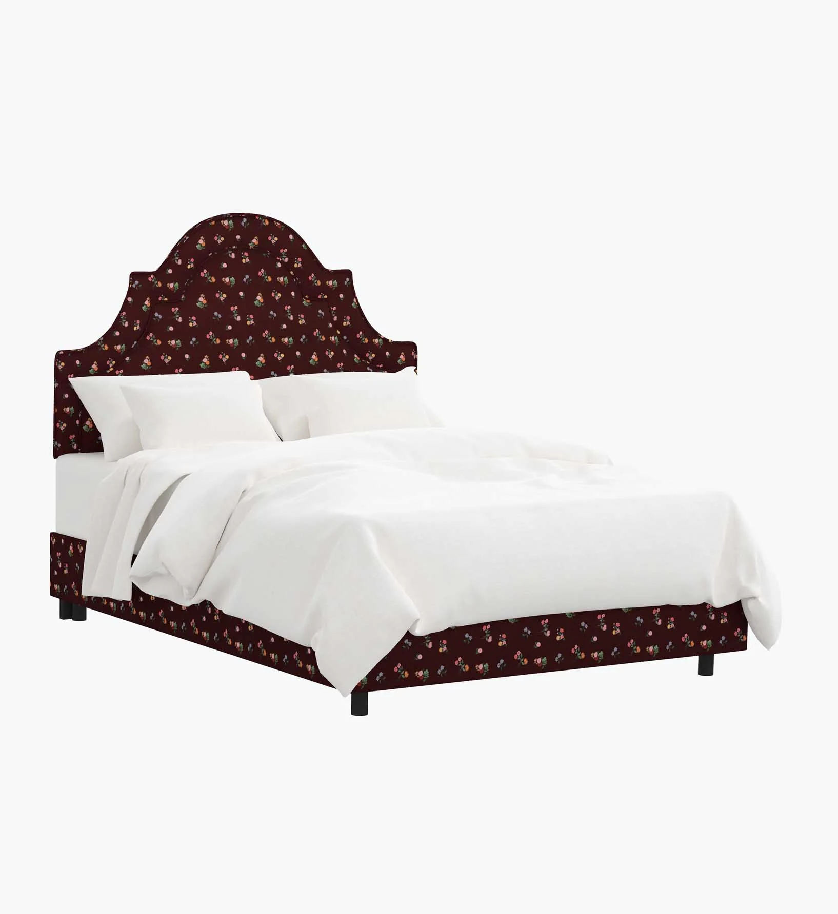 Marion Bed - Ditsy Dahlia Burgundy