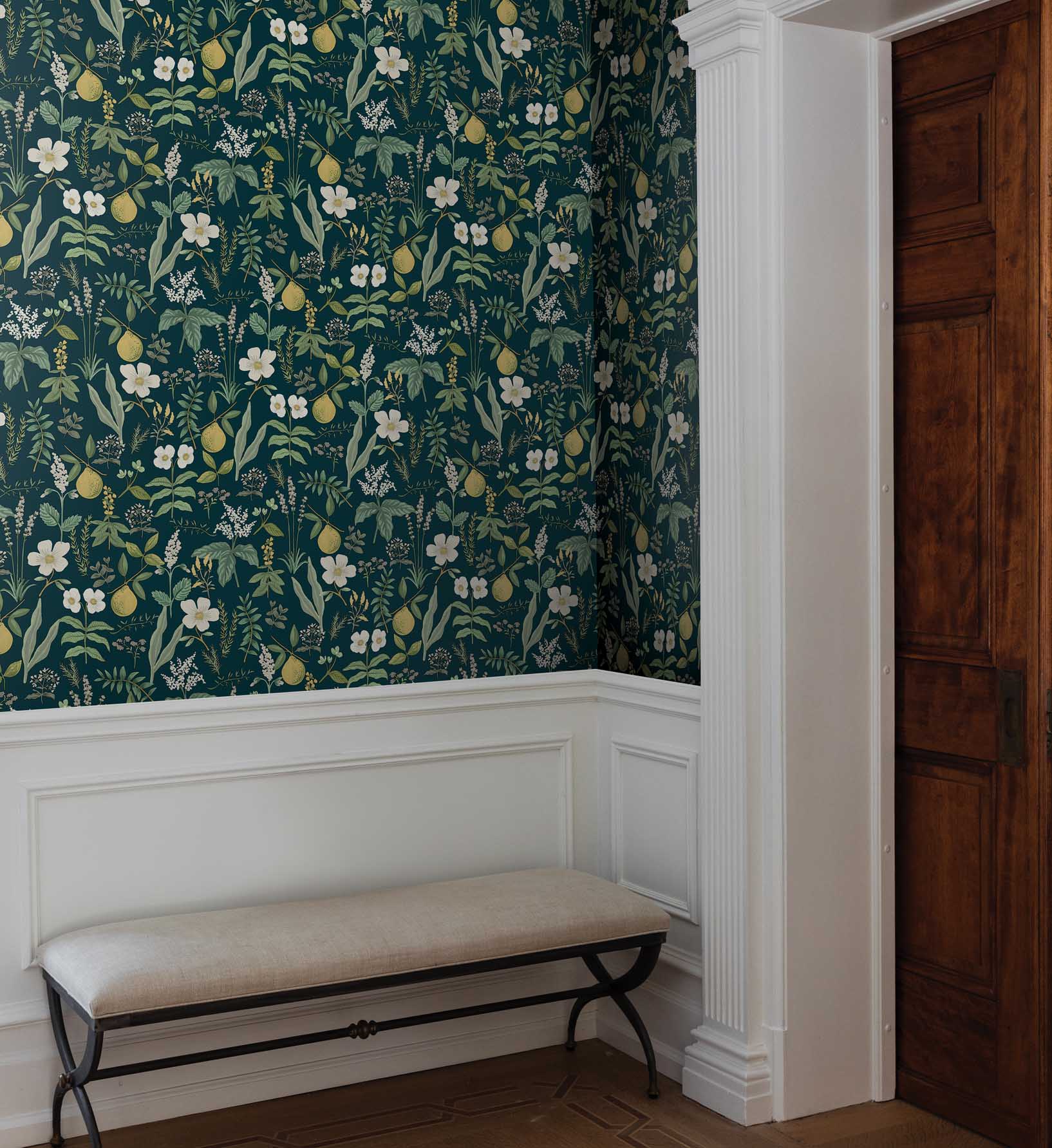 Herb Garden Peel & Stick Wallpaper Sample - Navy