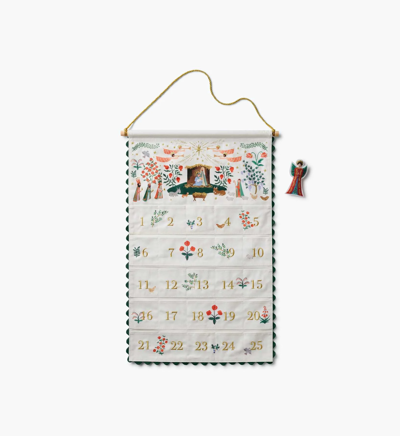 Embroidered Hanging Advent Calendar - Nativity