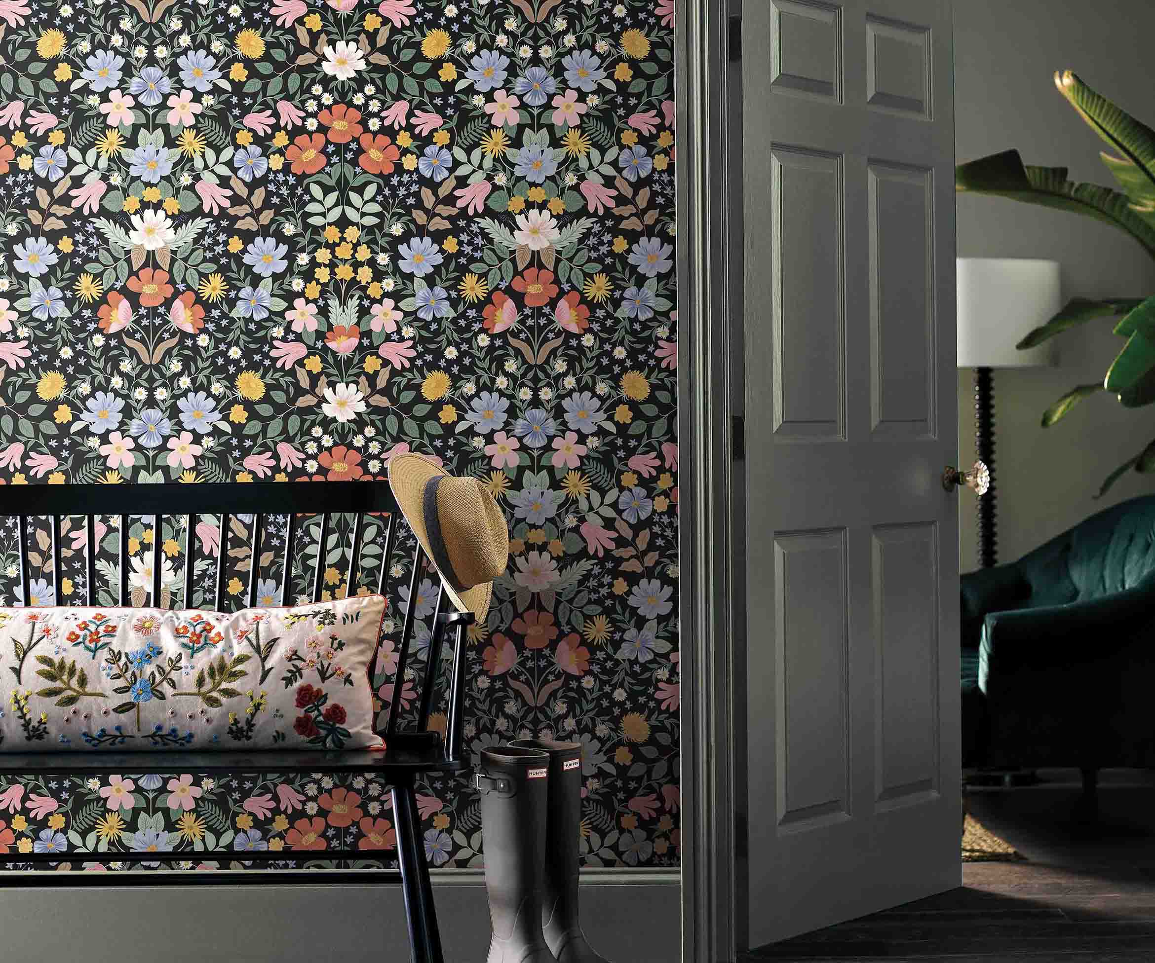 Bramble Garden Peel & Stick Wallpaper Sample - Black