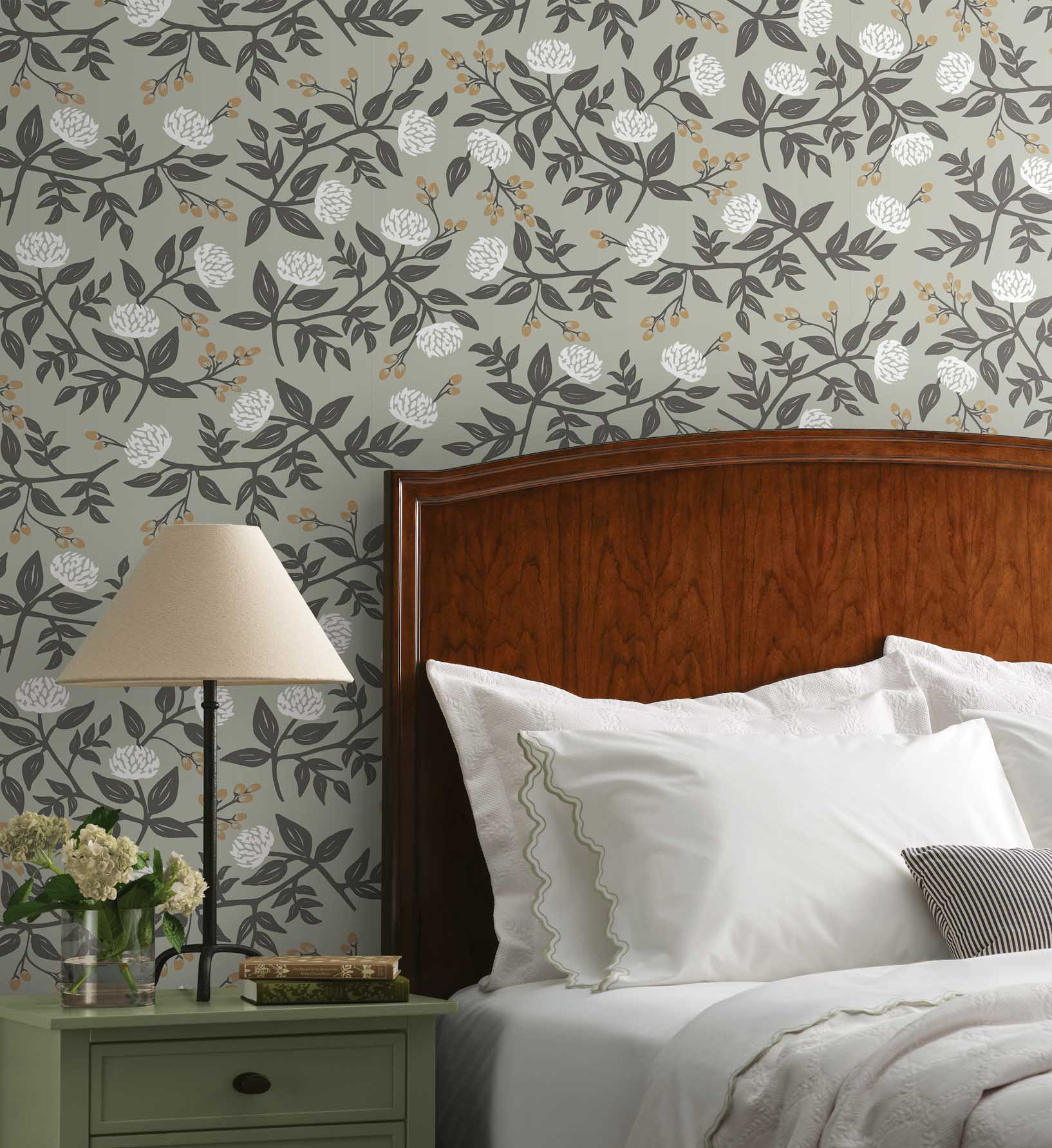 Peonies Peel & Stick Wallpaper - Smoke