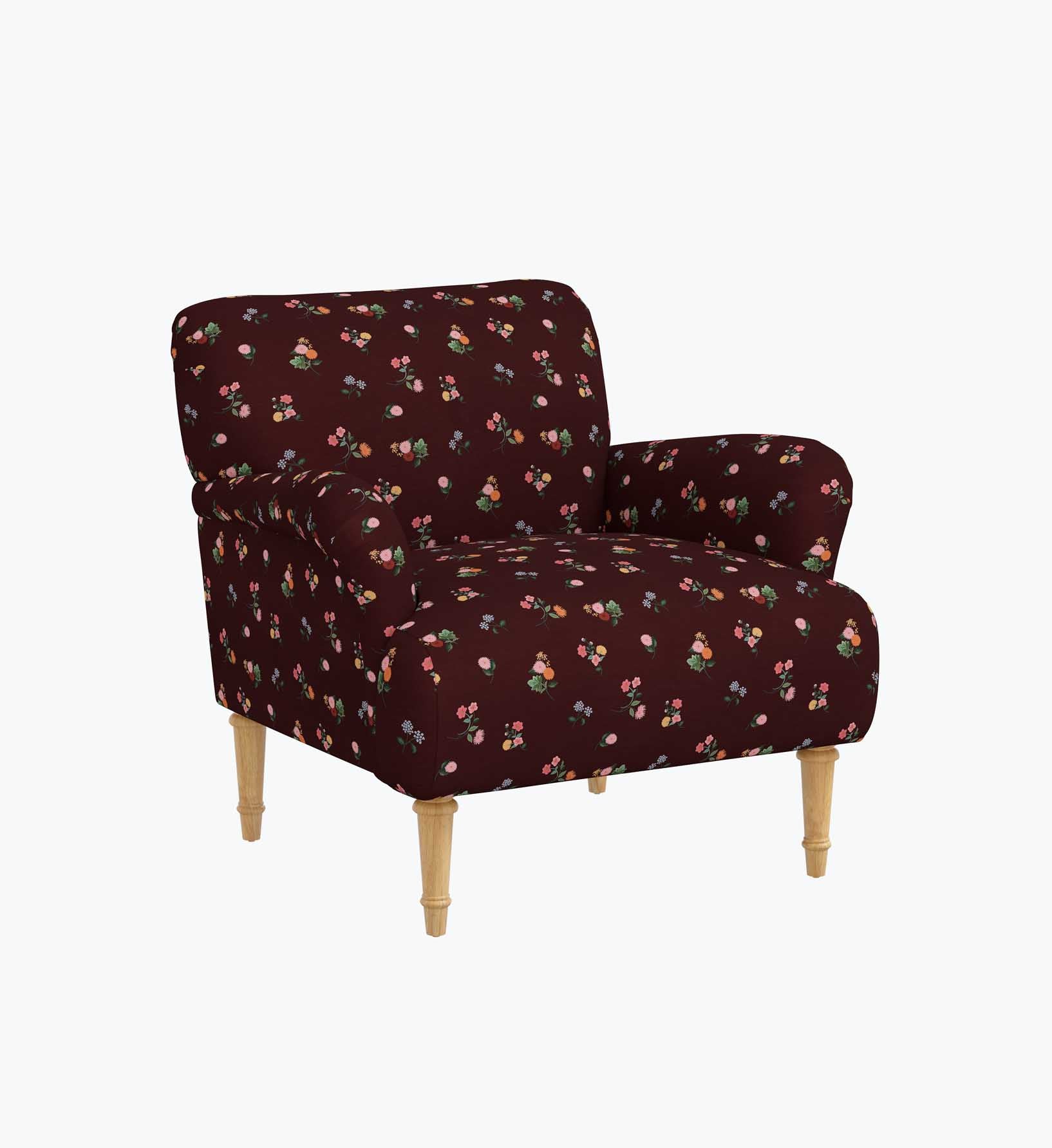 Bristol Armchair - Ditsy Dahlia Burgundy
