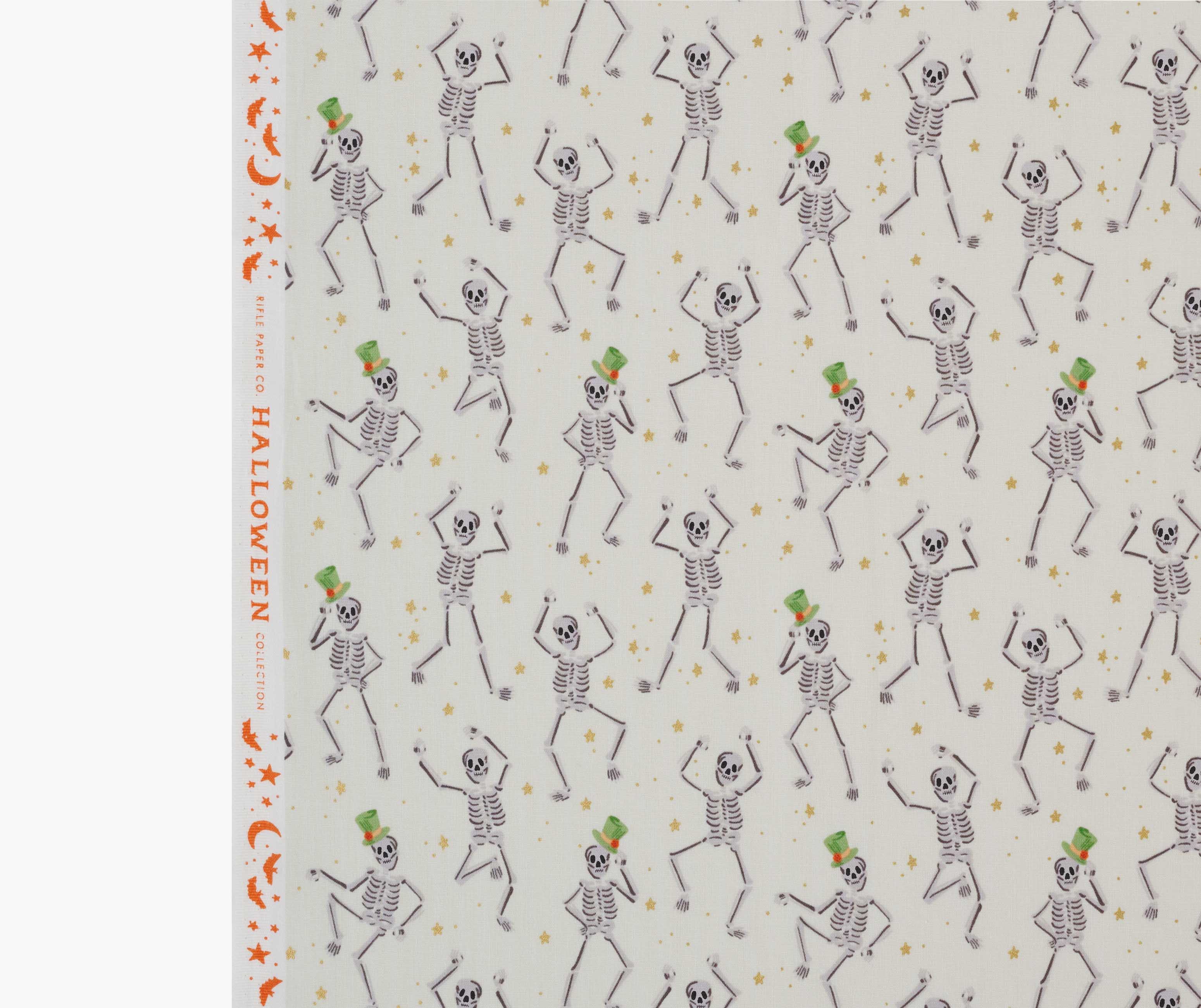 Skeletons Cotton Metallic Fabric - Cream