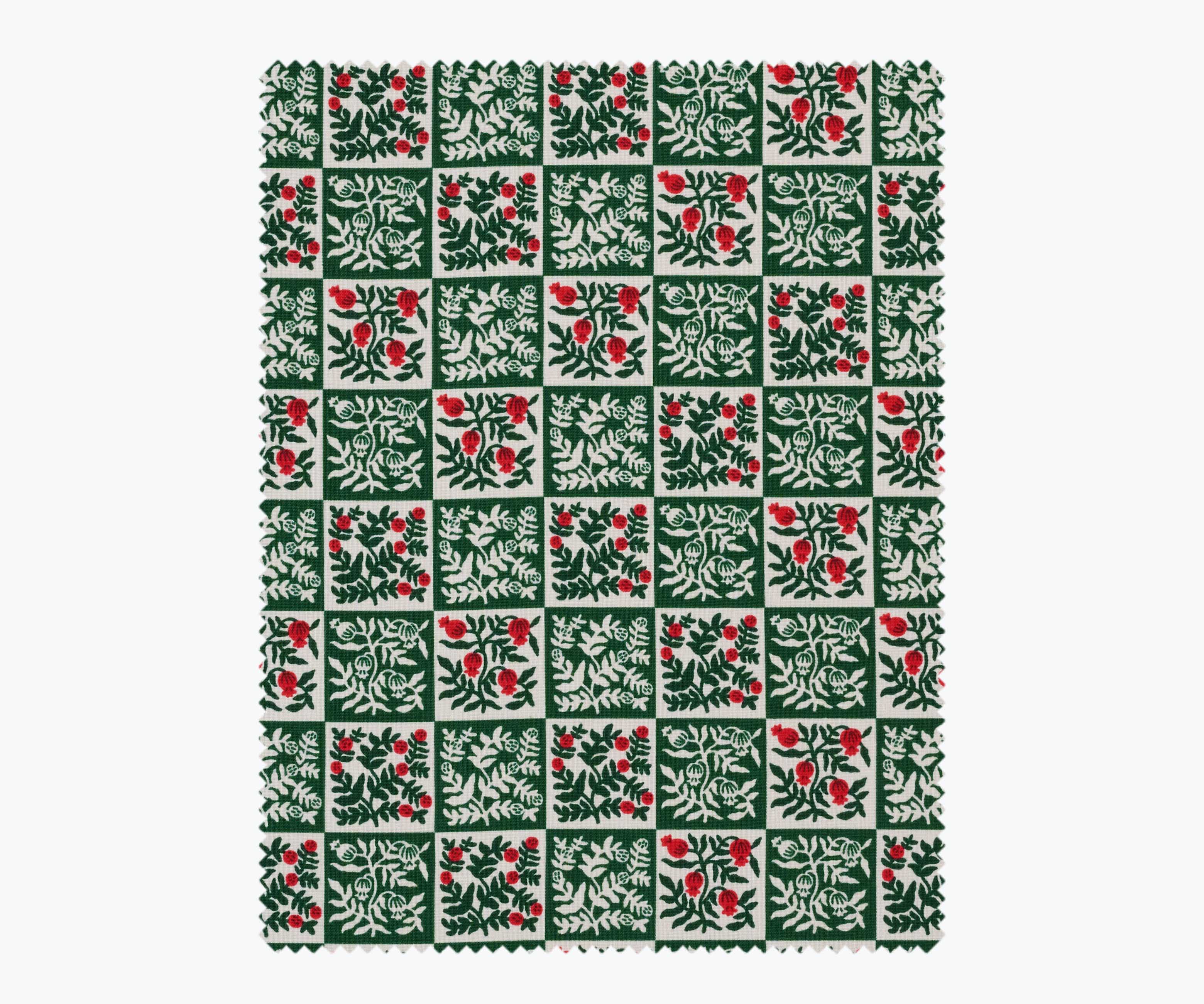 Yuletide Floral Cotton Fabric - Evergreen