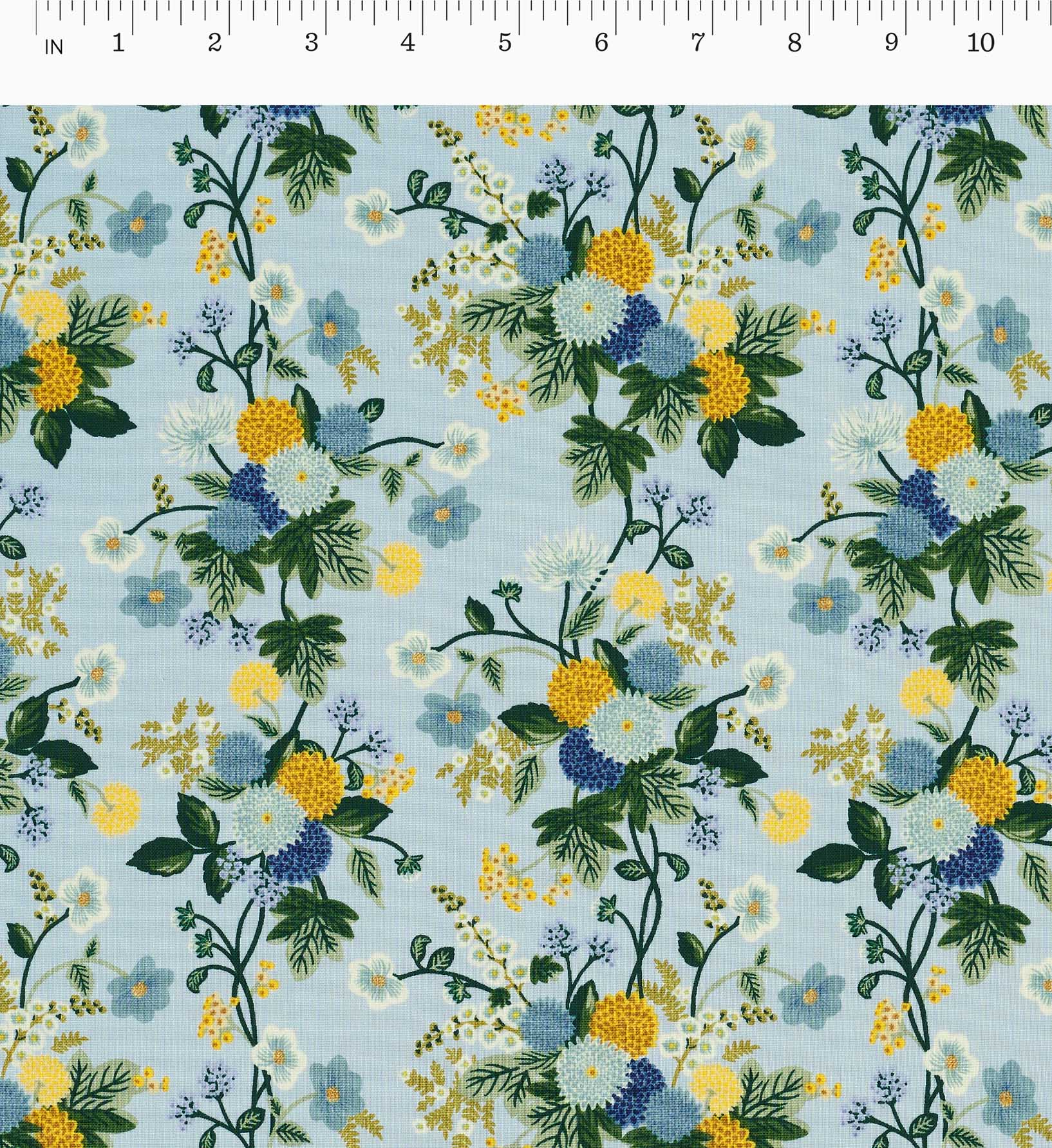 Dahlia Cotton Fabric - Blue
