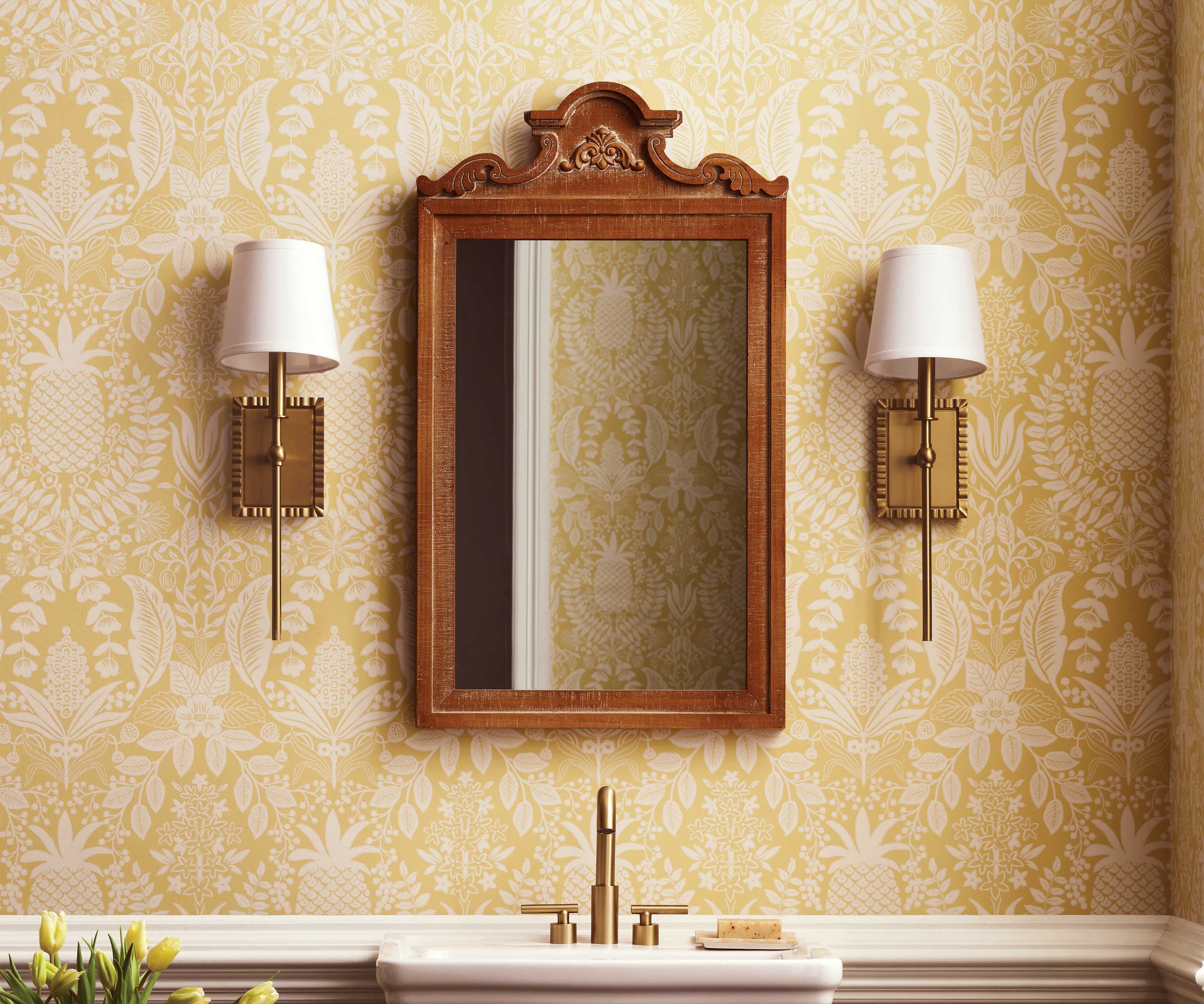 Pineapple Damask Wallpaper Sample - Yellow