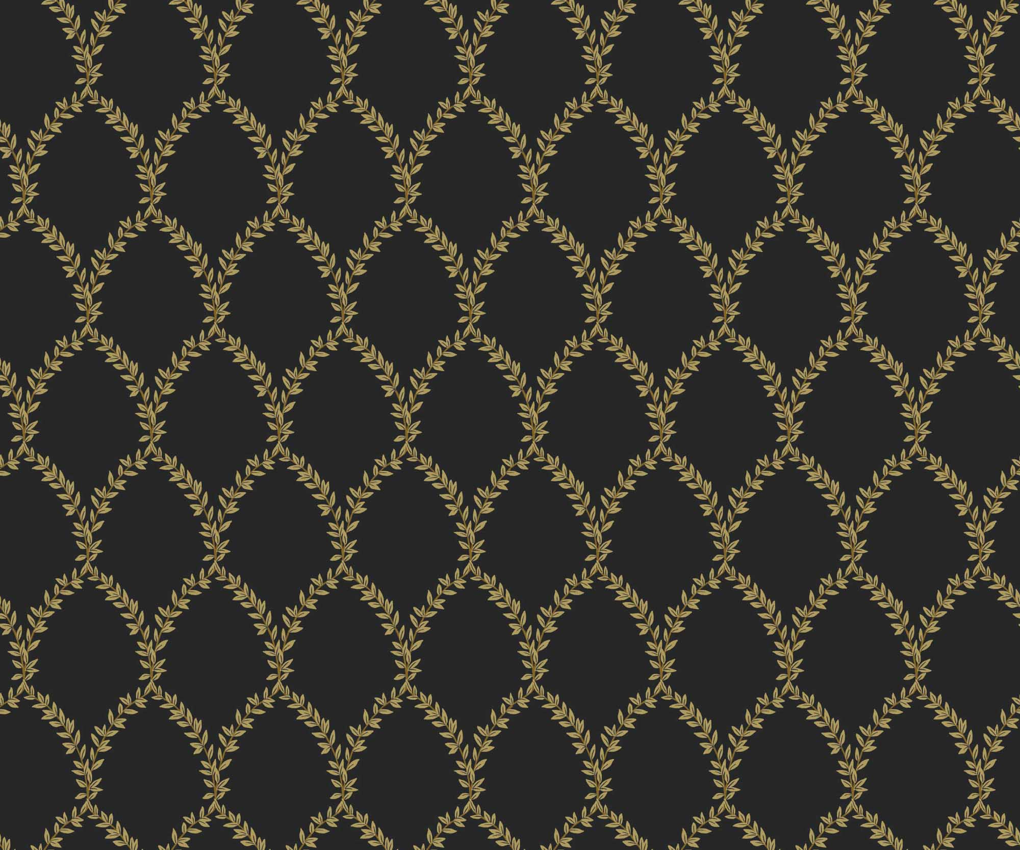 Laurel Wallpaper - Metallic Gold & Black