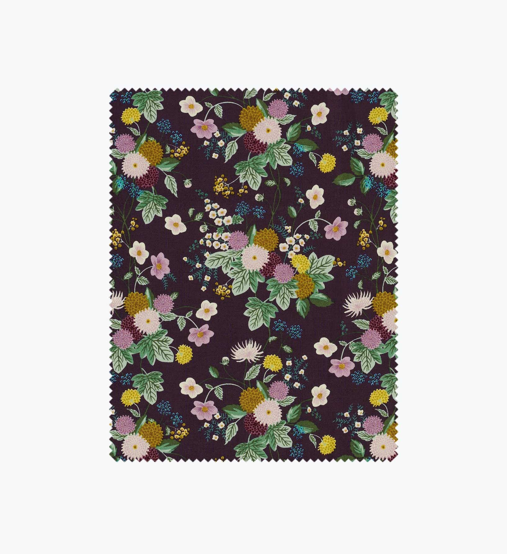 Dahlia Cotton Fabric - Aubergine