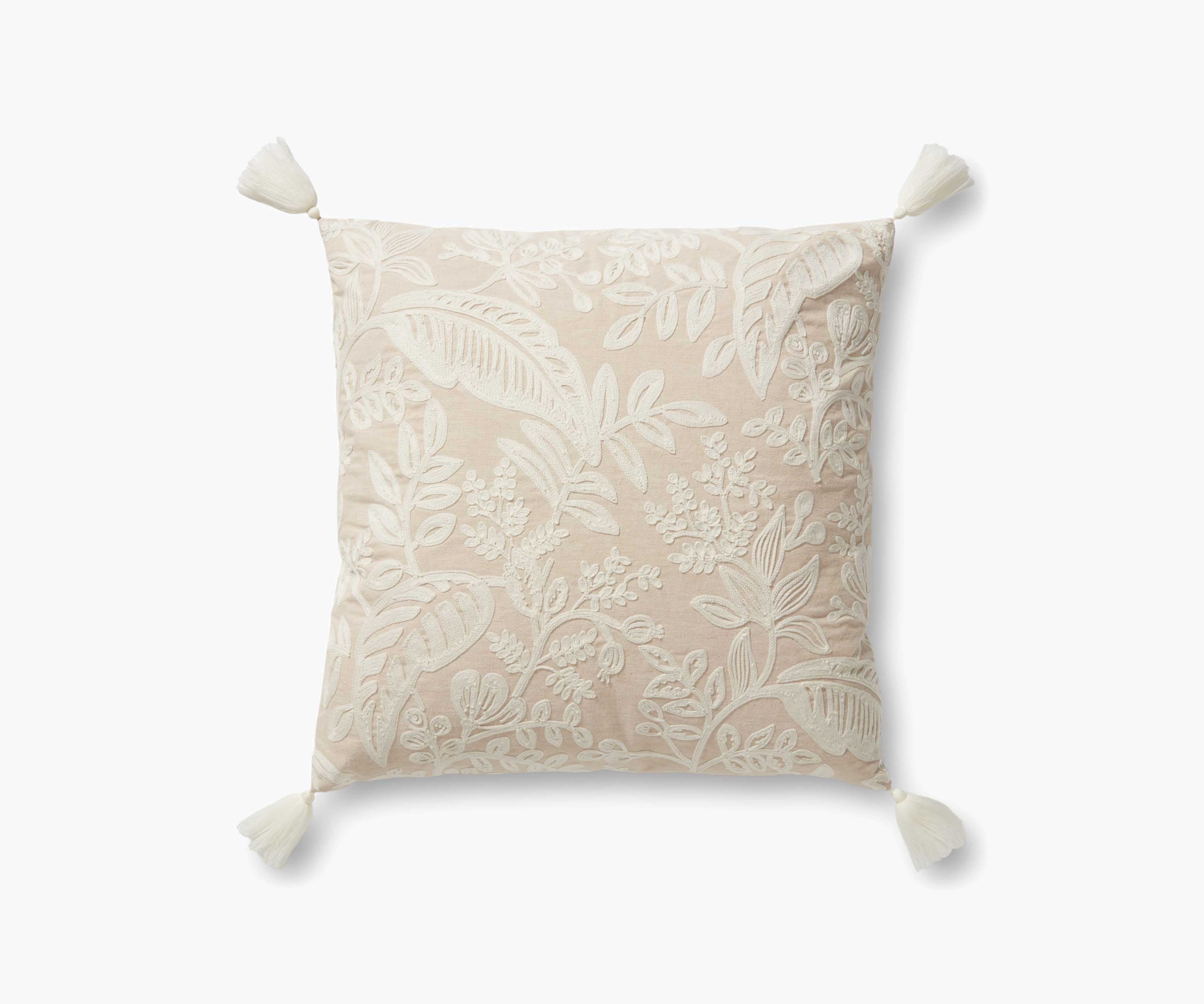 Canopy Embroidered Pillow - Cream & White
