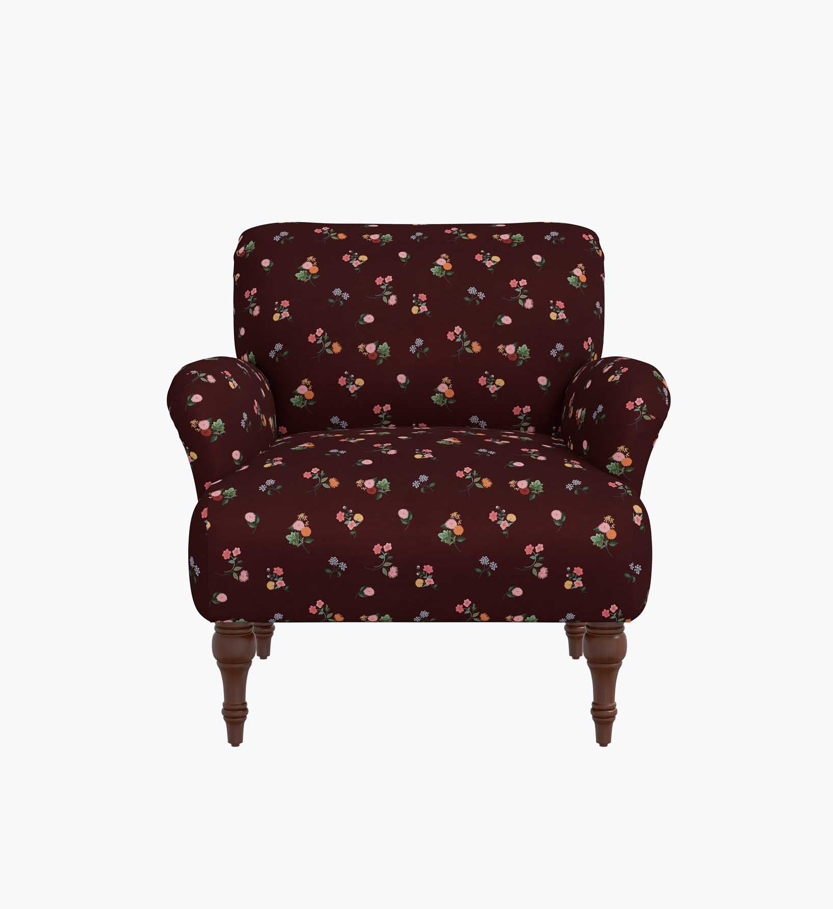 Bristol Armchair - Ditsy Dahlia Burgundy