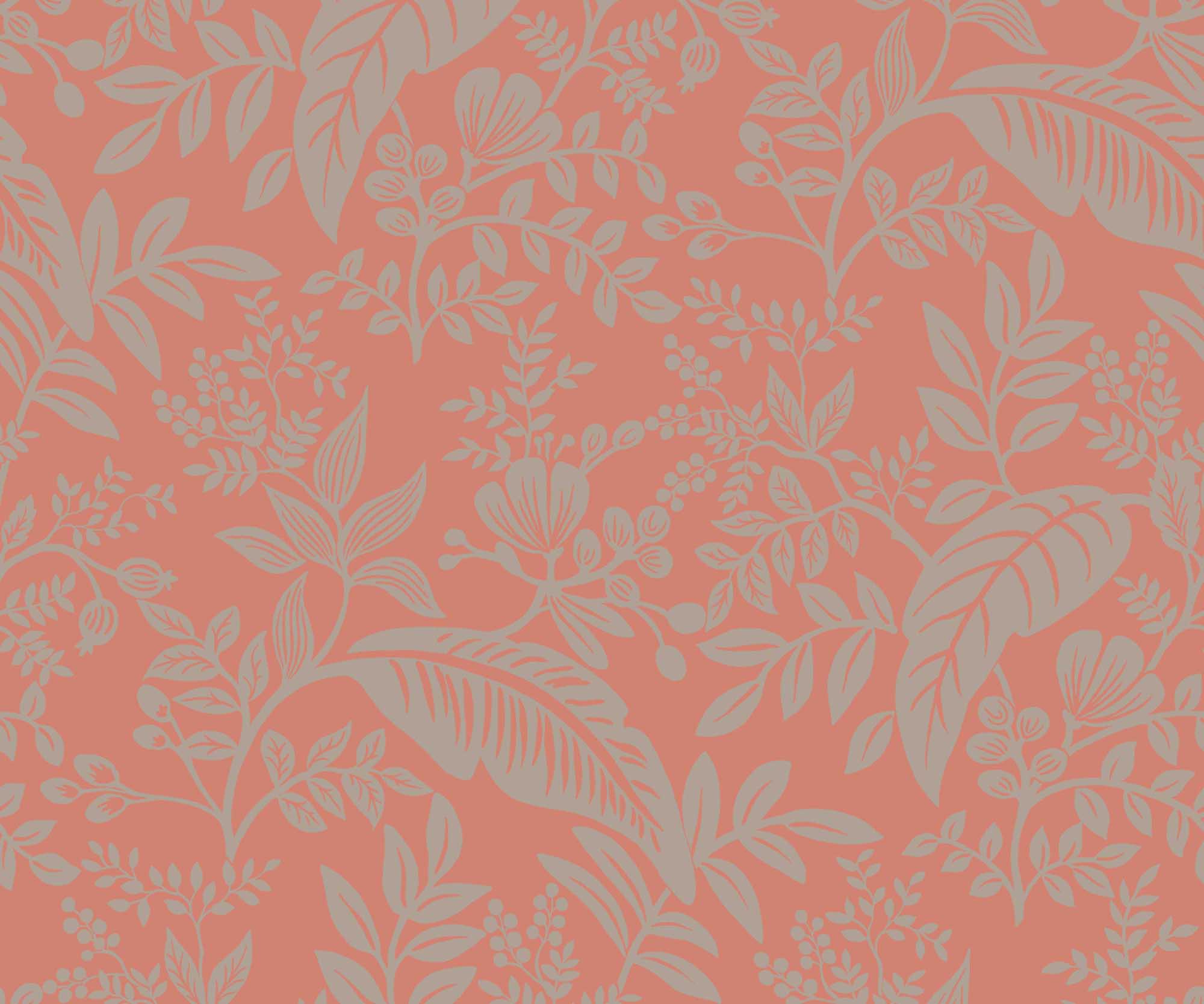 Canopy Wallpaper - Rose & Metallic Silver