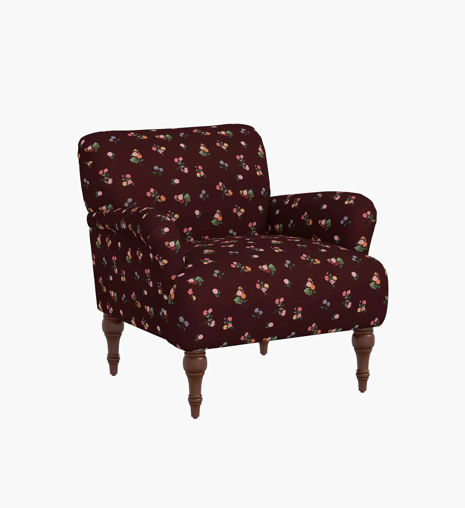 Bristol Armchair - Ditsy Dahlia Burgundy