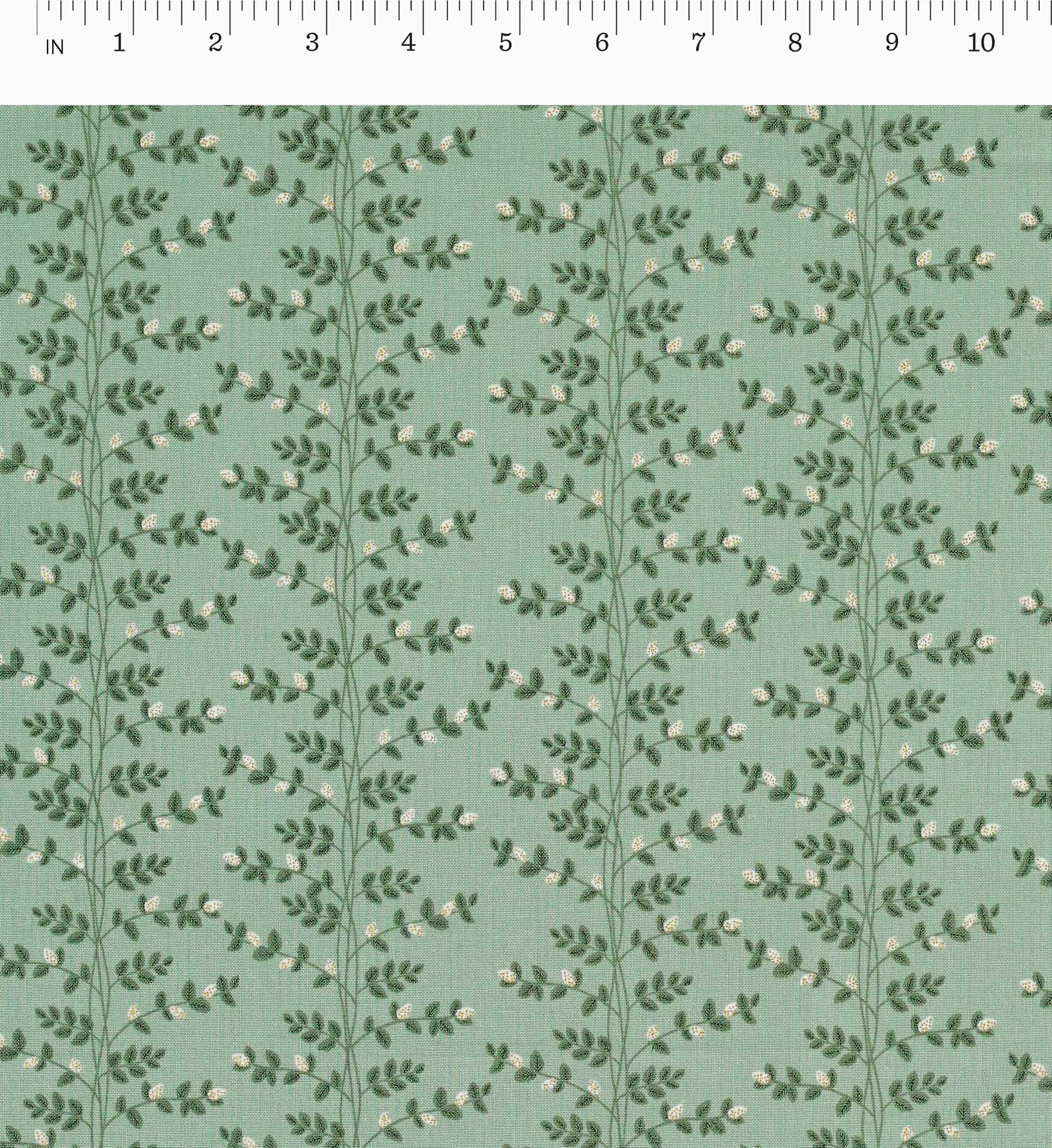 Climbing Vines Cotton Metallic Fabric - Sage