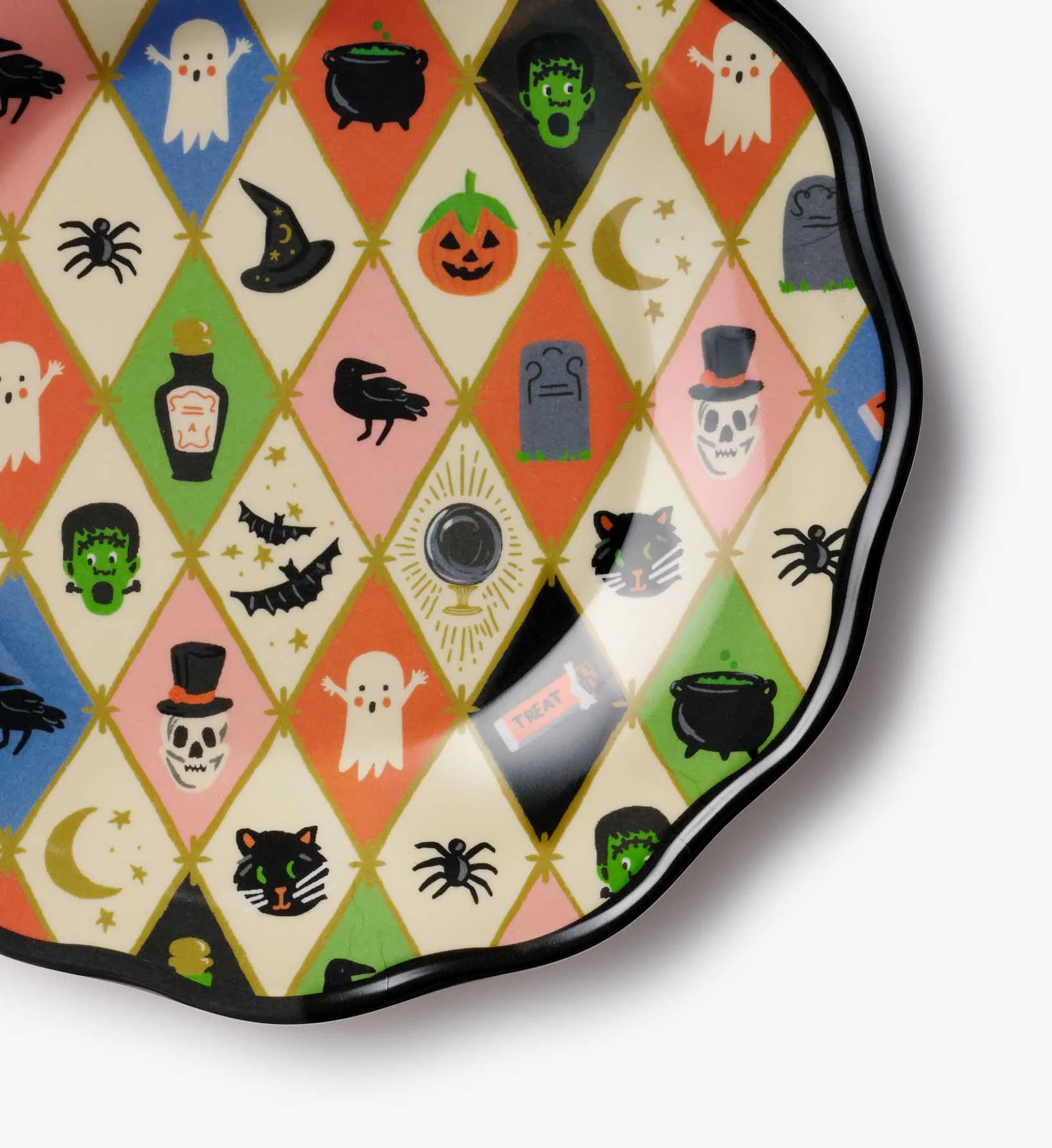 Melamine Assorted Dessert Plates - Halloween Argyle
