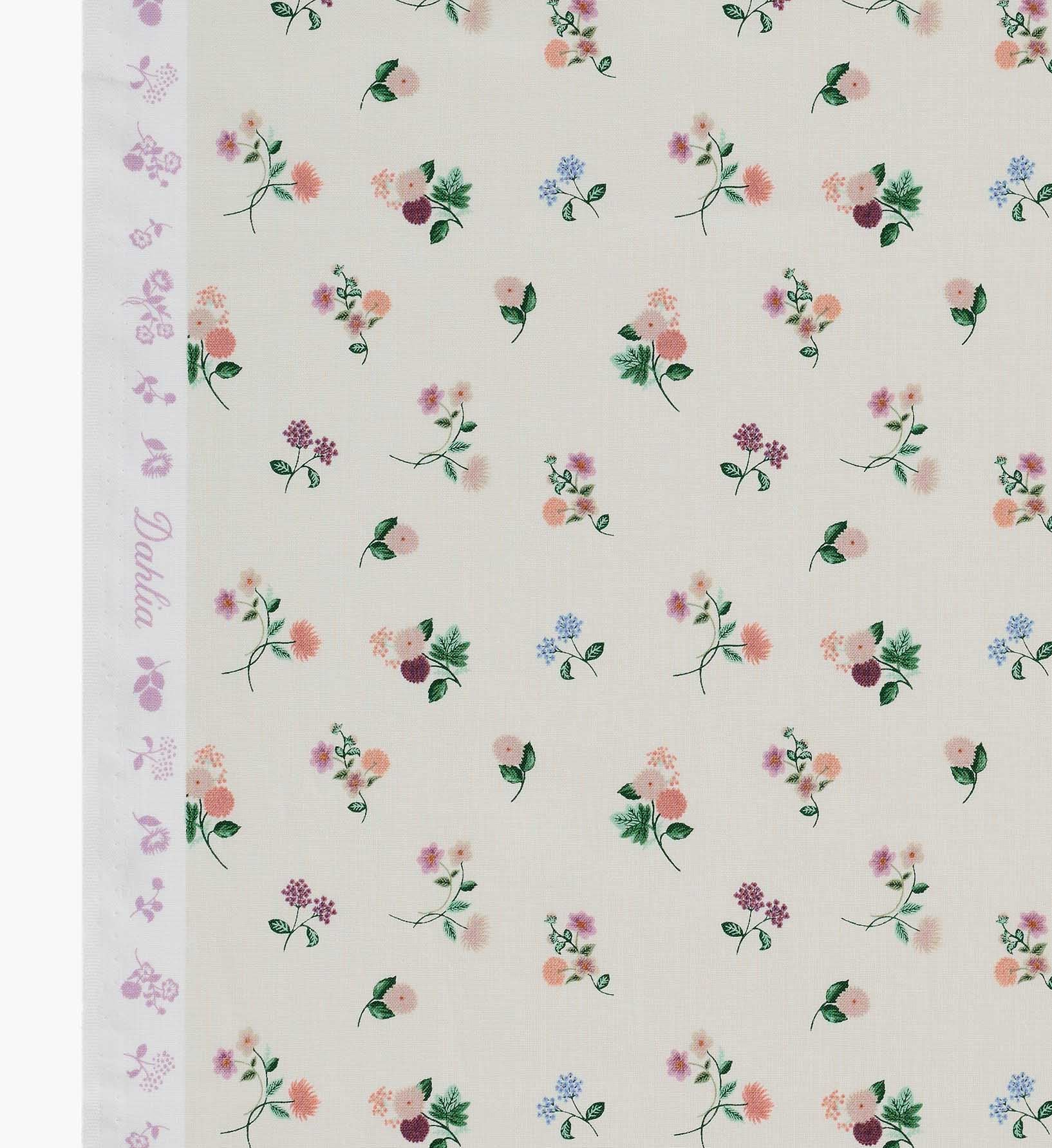 Ditsy Dahlia Cotton Fabric - Cream