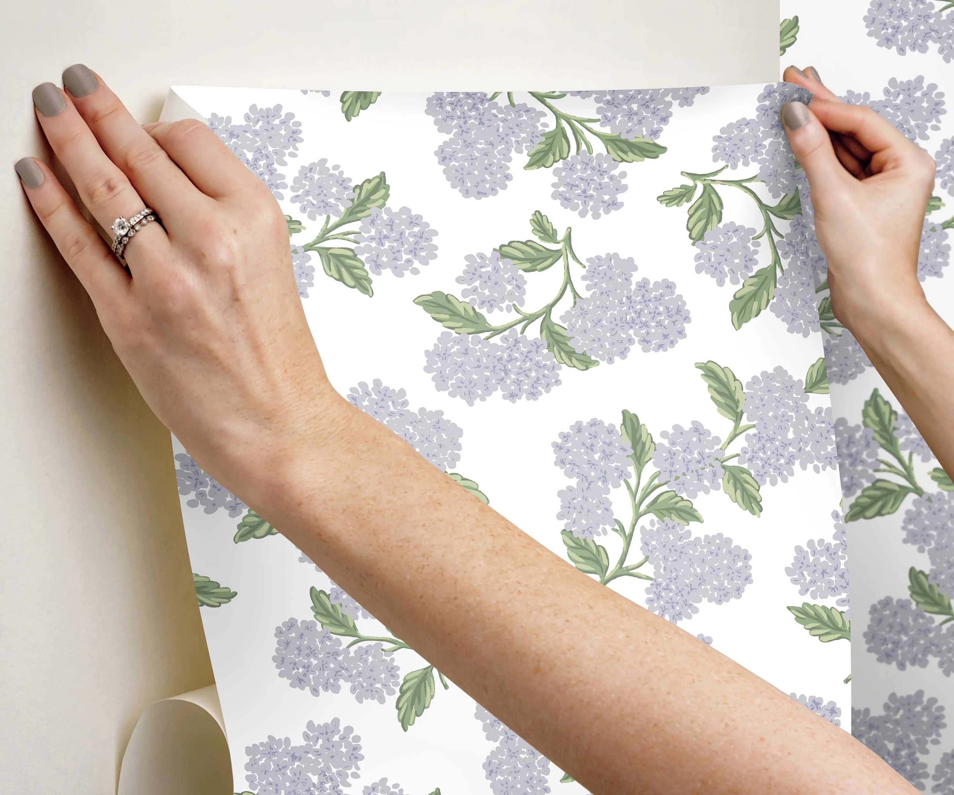 Hydrangea Peel & Stick Wallpaper - Lilac & White