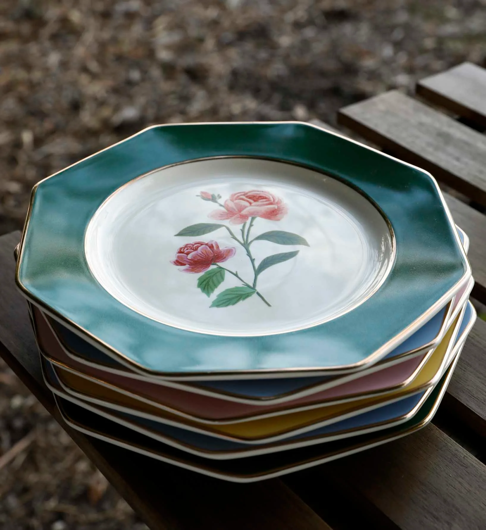 Porcelain Dessert Plate Set - Roses