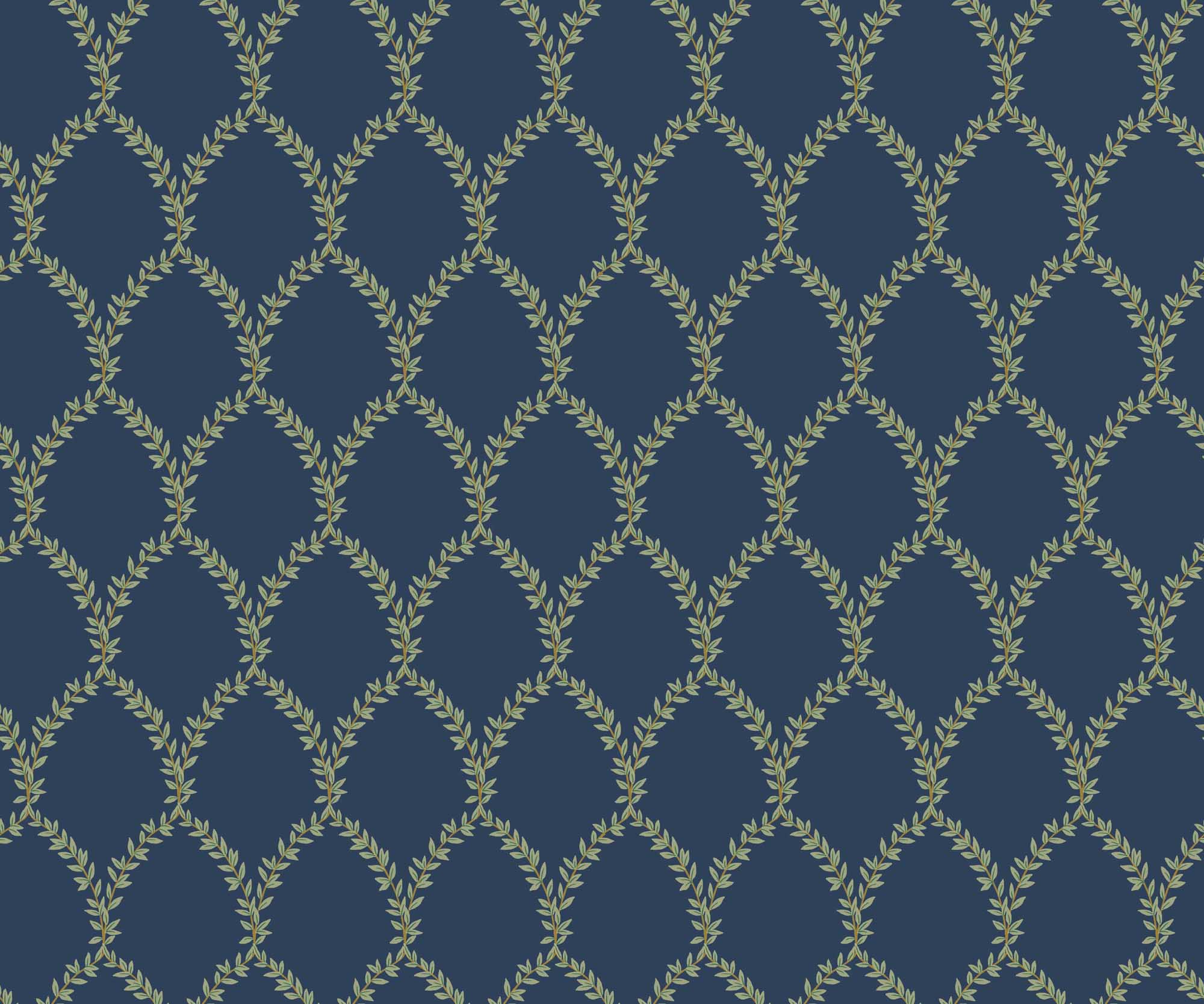 Laurel Wallpaper - Navy
