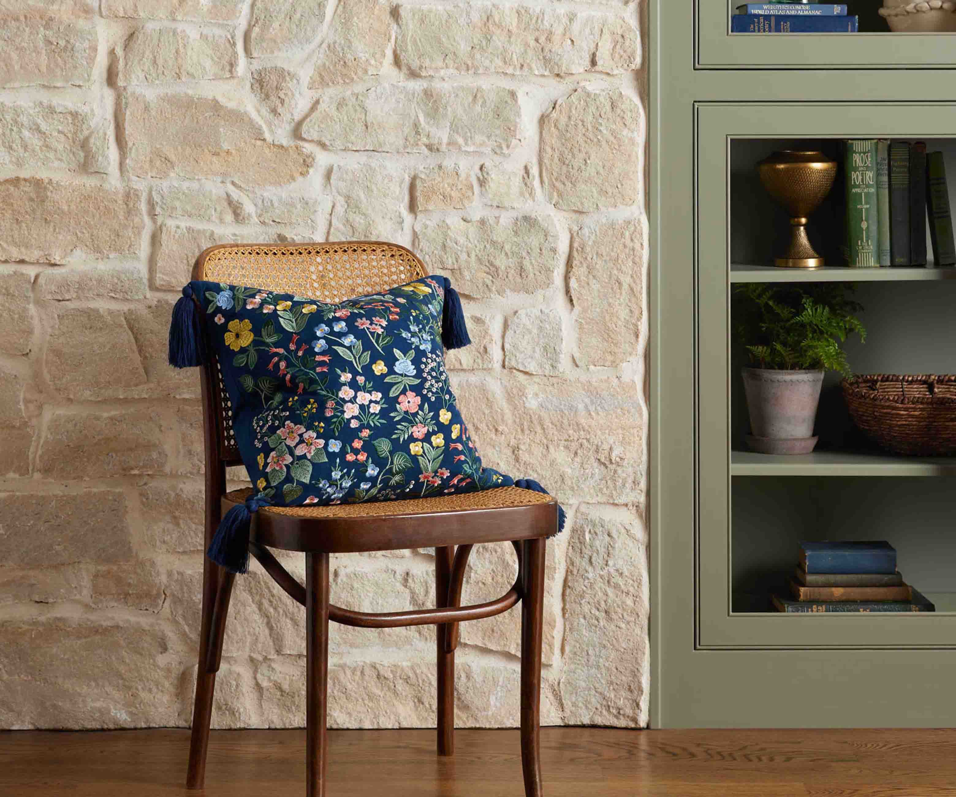 Mayfair Embroidered Pillow - Navy