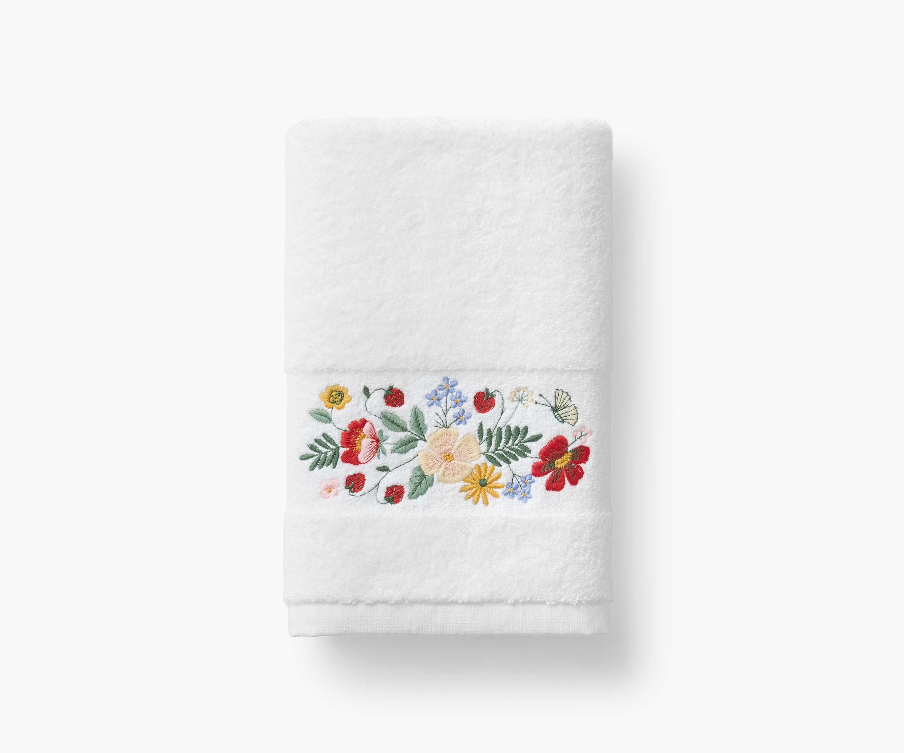 Embroidered Hand Towel - Strawberry Fields