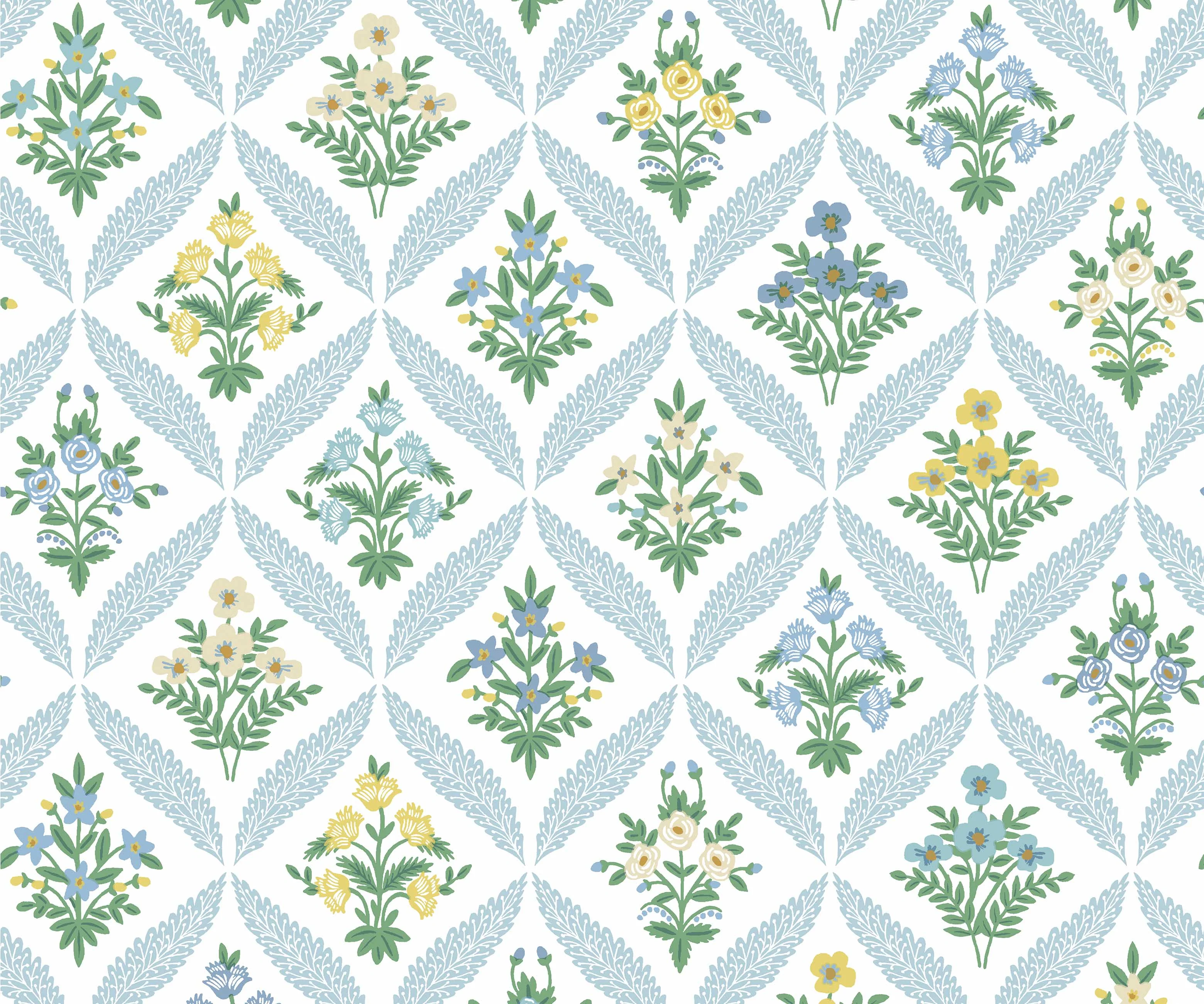 Estee Garden Wallpaper - Blue Multi