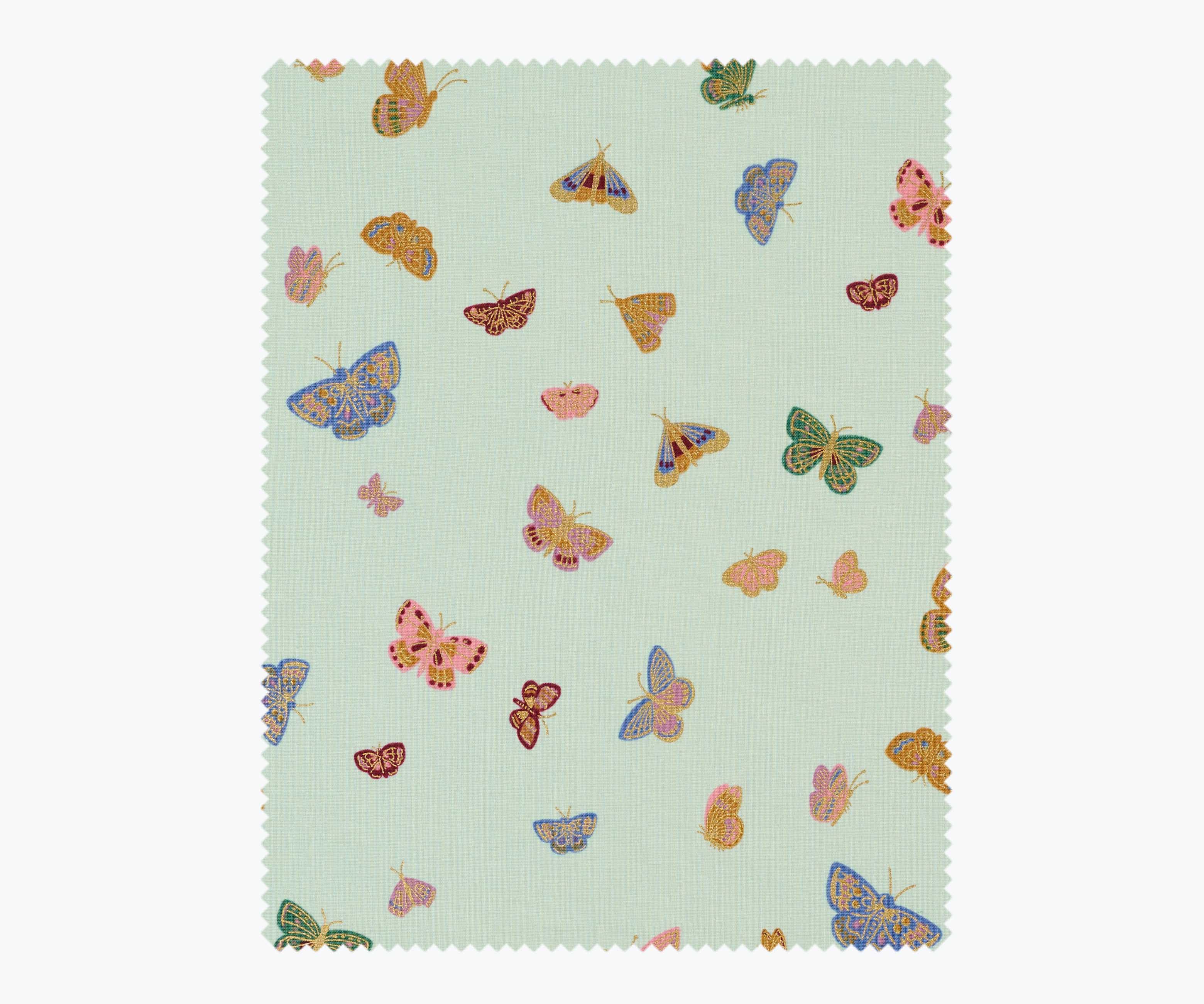 Butterfly House Cotton Metallic Fabric - Mint