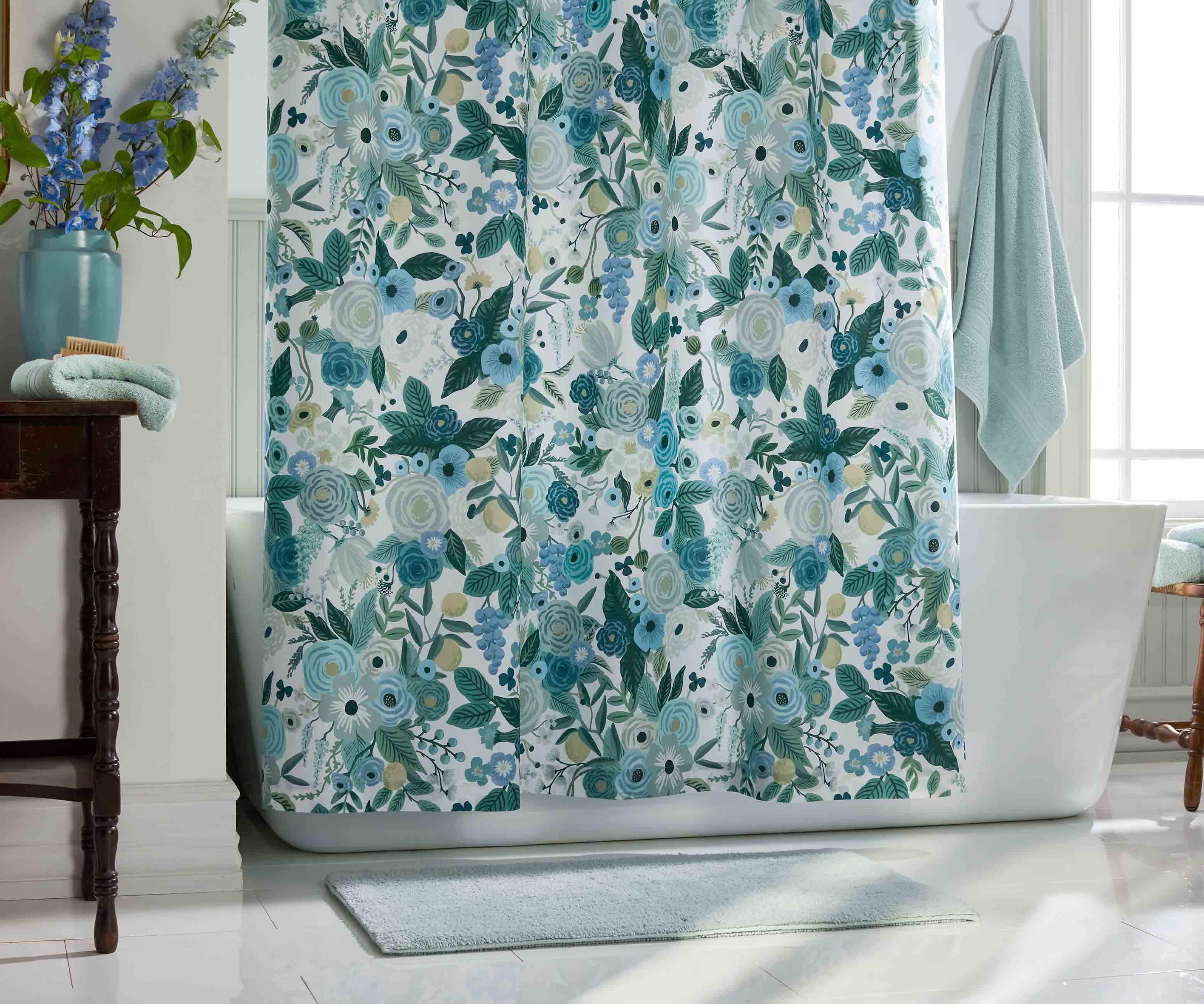 Percale Shower Curtain - Garden Party Blue
