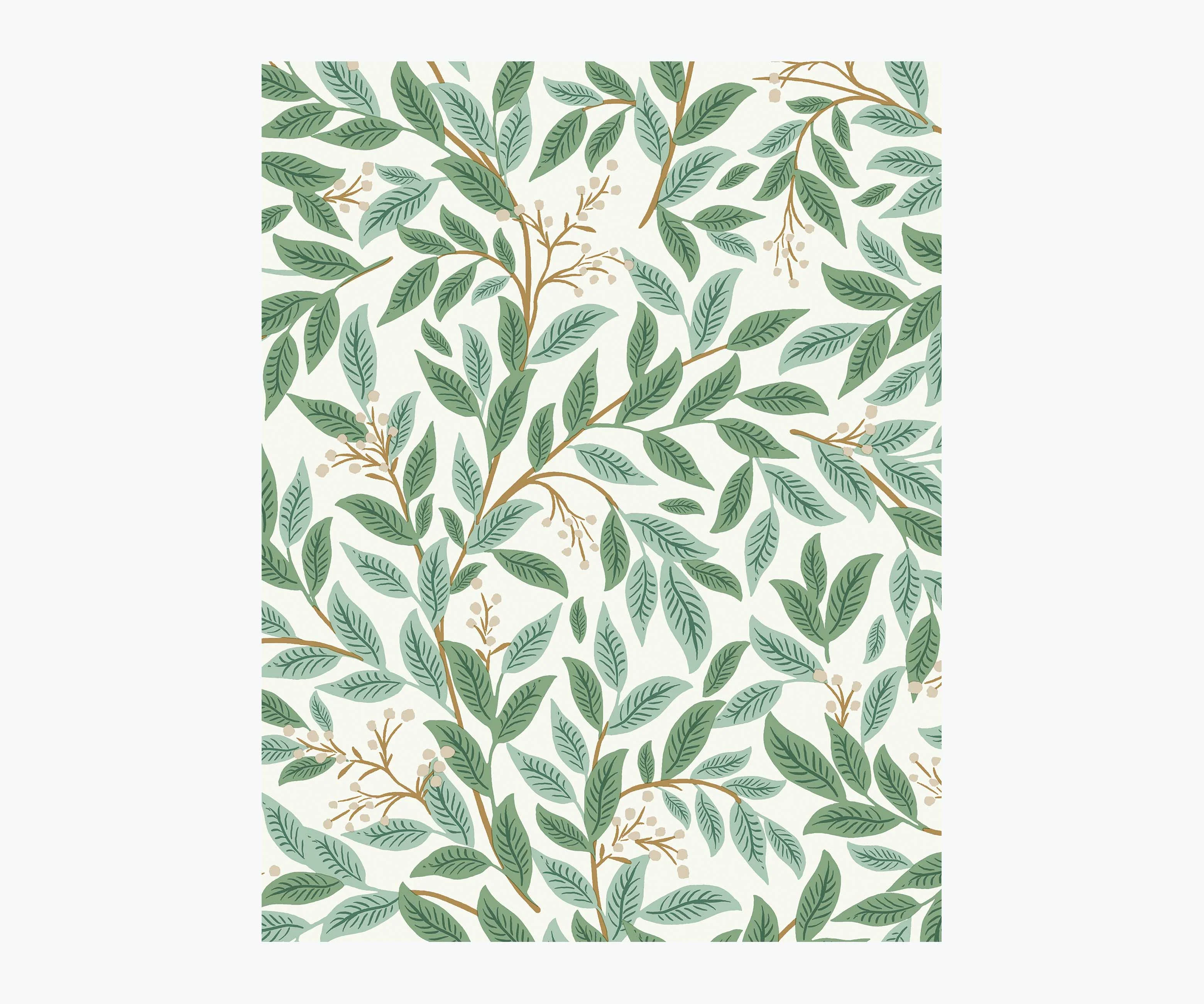 Willowberry Wallpaper Sample - Emerald & White