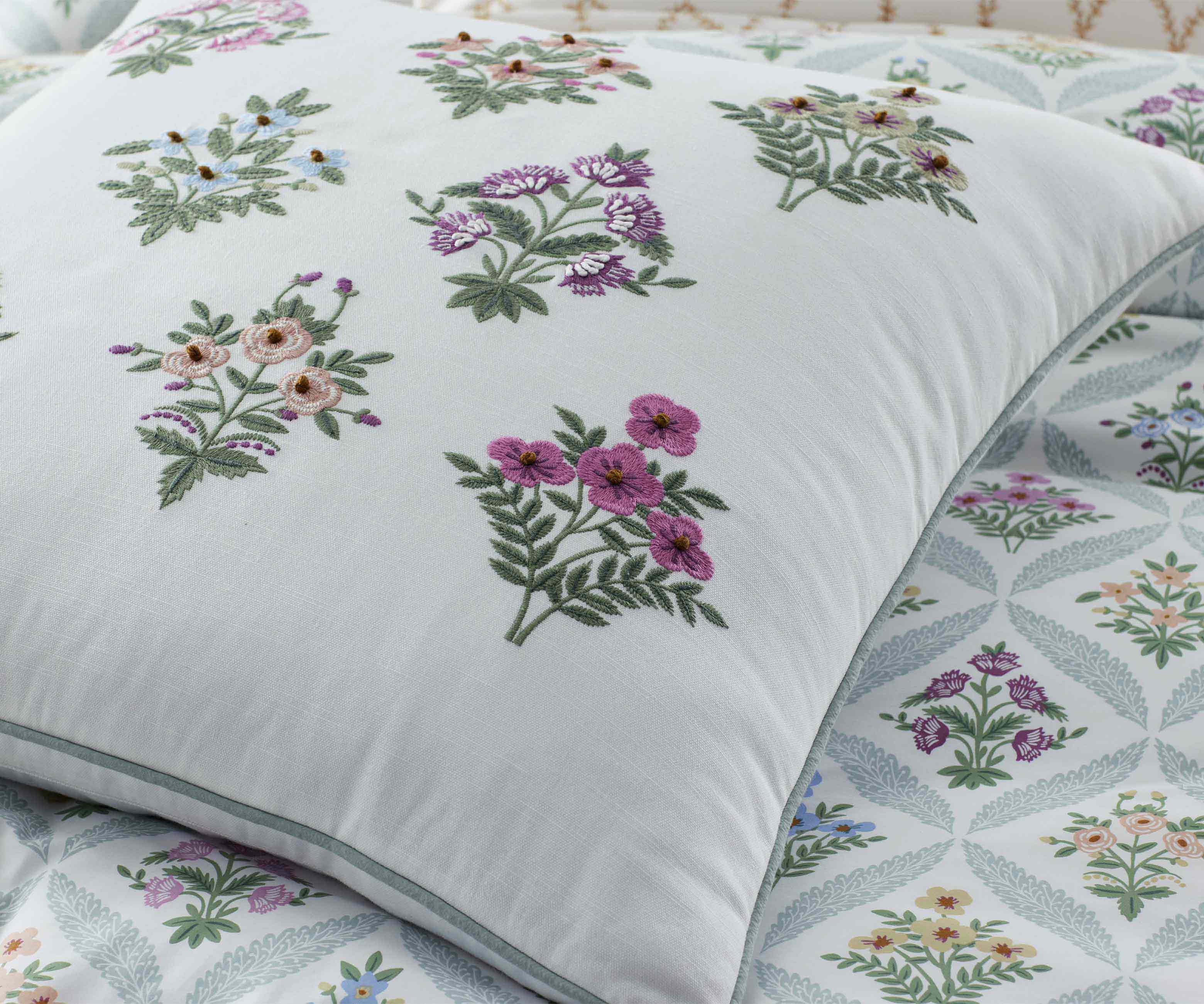 Embroidered Pillow Cover - Estee Garden