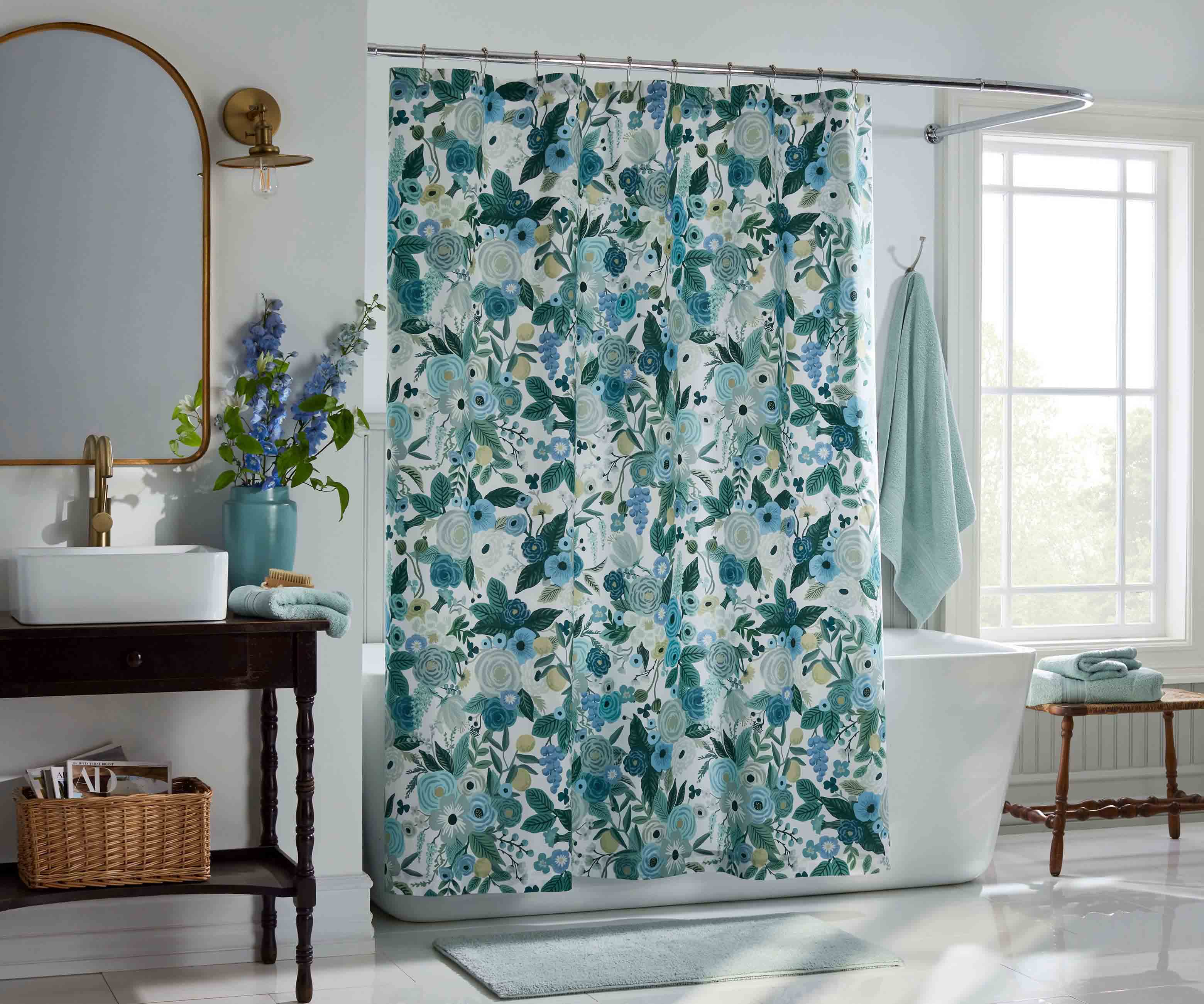 Percale Shower Curtain - Garden Party Blue