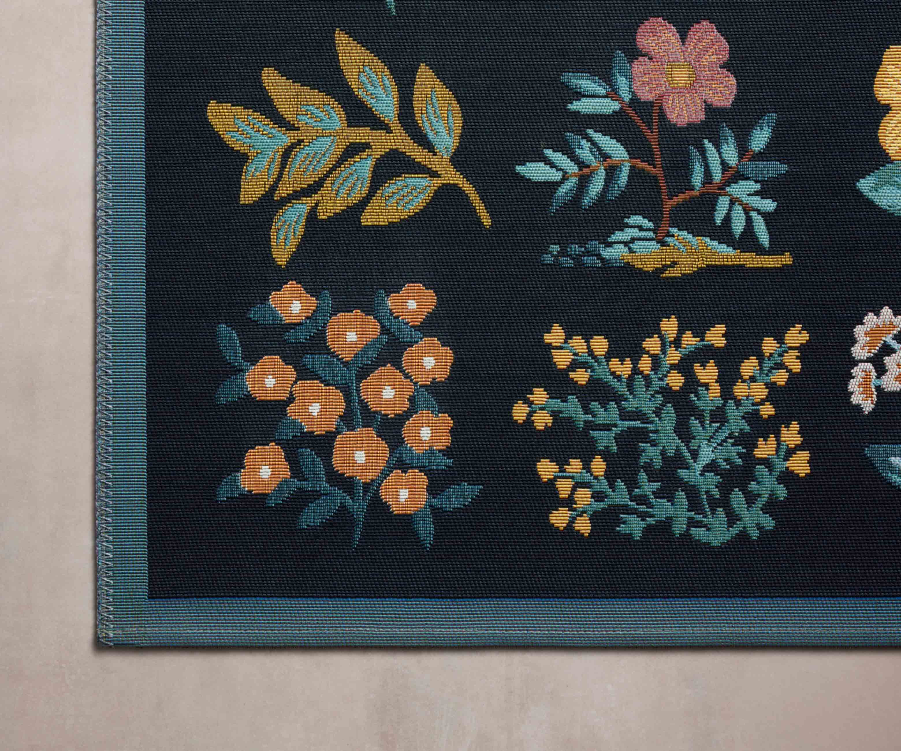 Perennial Wildflower Power Loomed Rug - Black