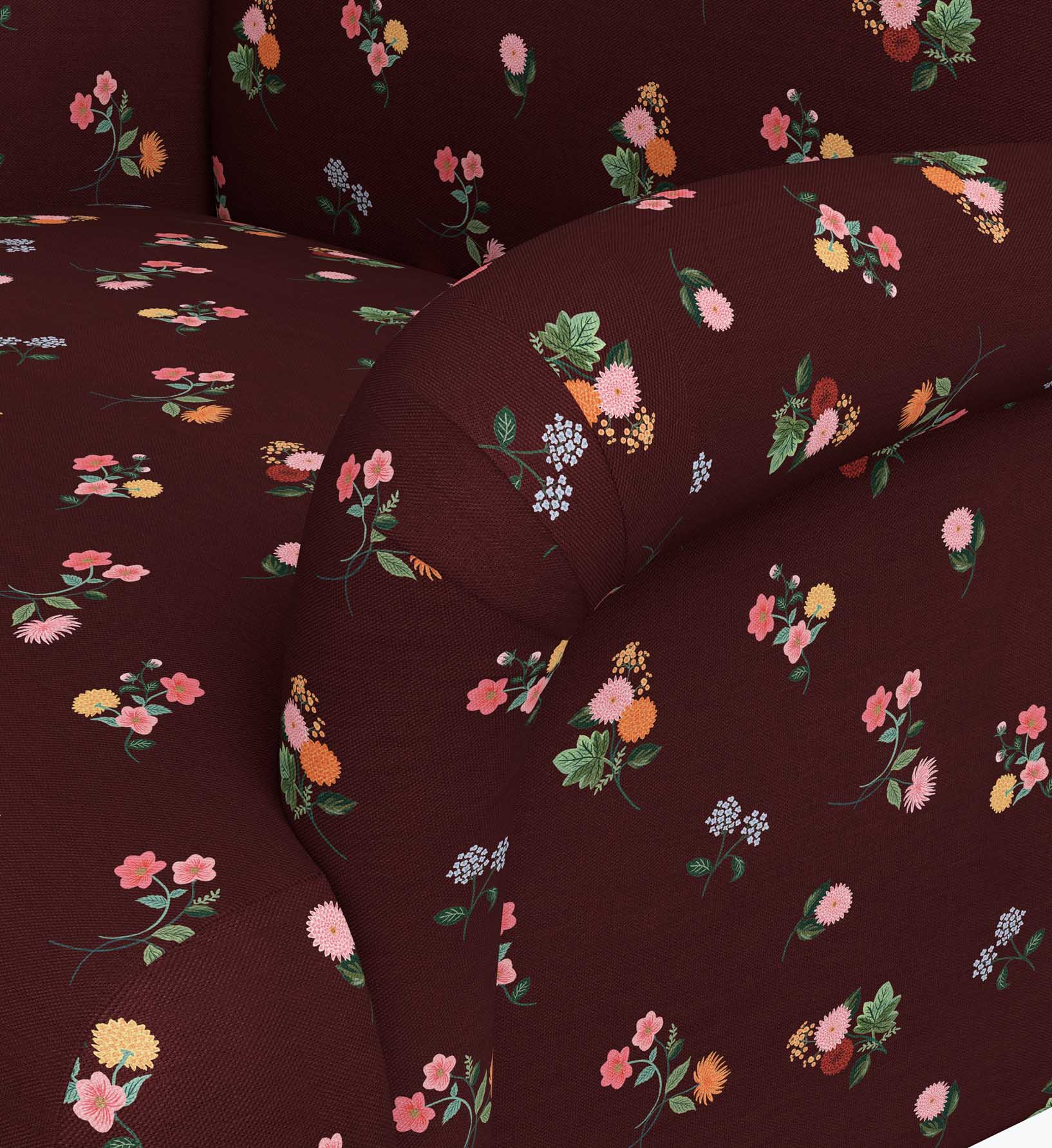 Bristol Armchair - Ditsy Dahlia Burgundy