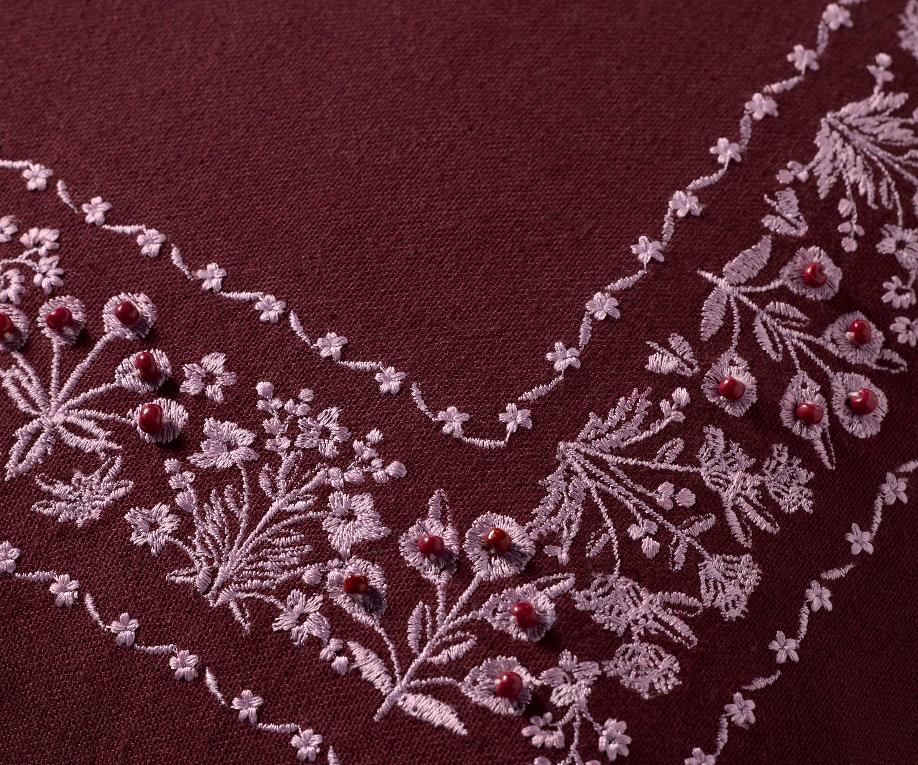 Estee Border Embroidered Pillow - Mulberry