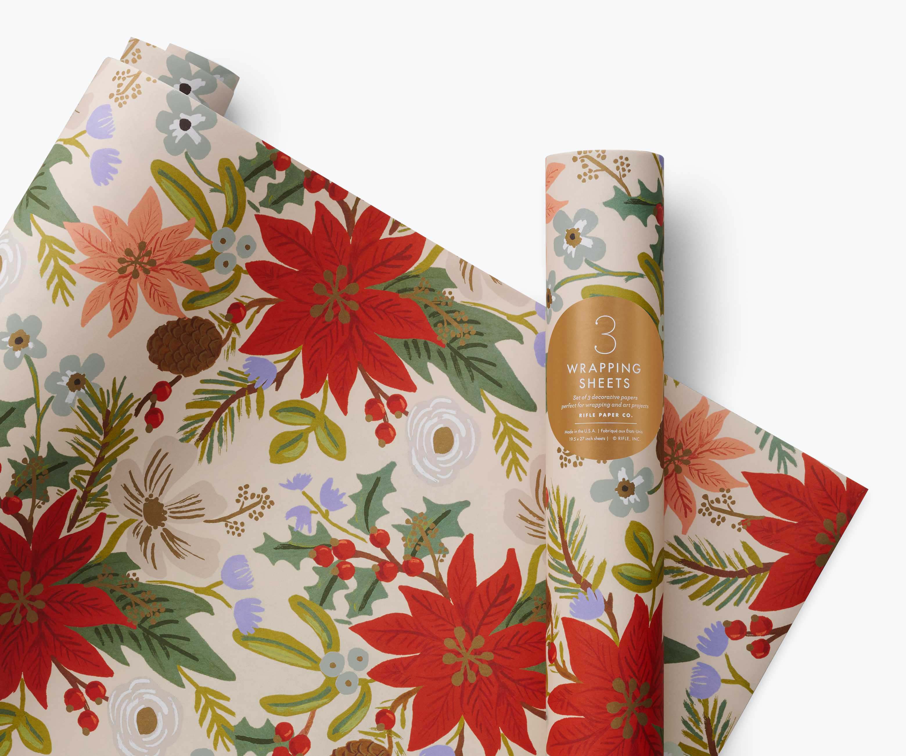 Holiday Wrapping Sheets - Poinsettia