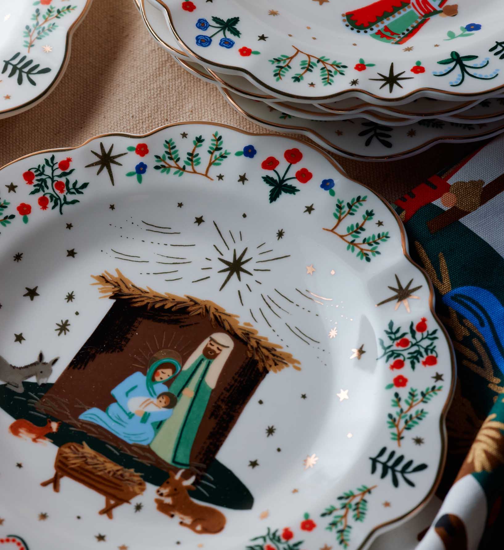 Porcelain Dessert Plate Set - Nativity