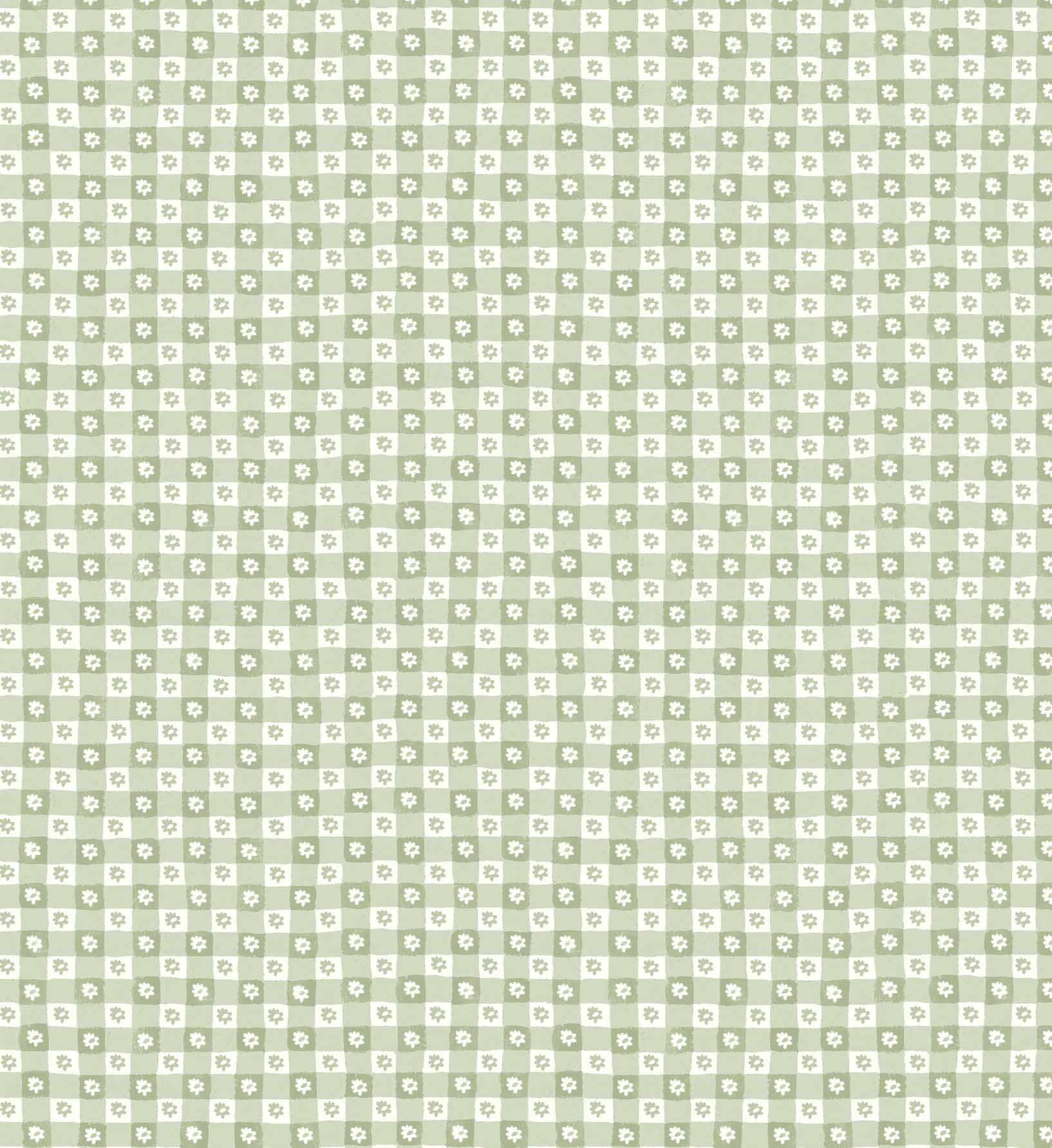 Daisy Gingham Peel & Stick Wallpaper - Green