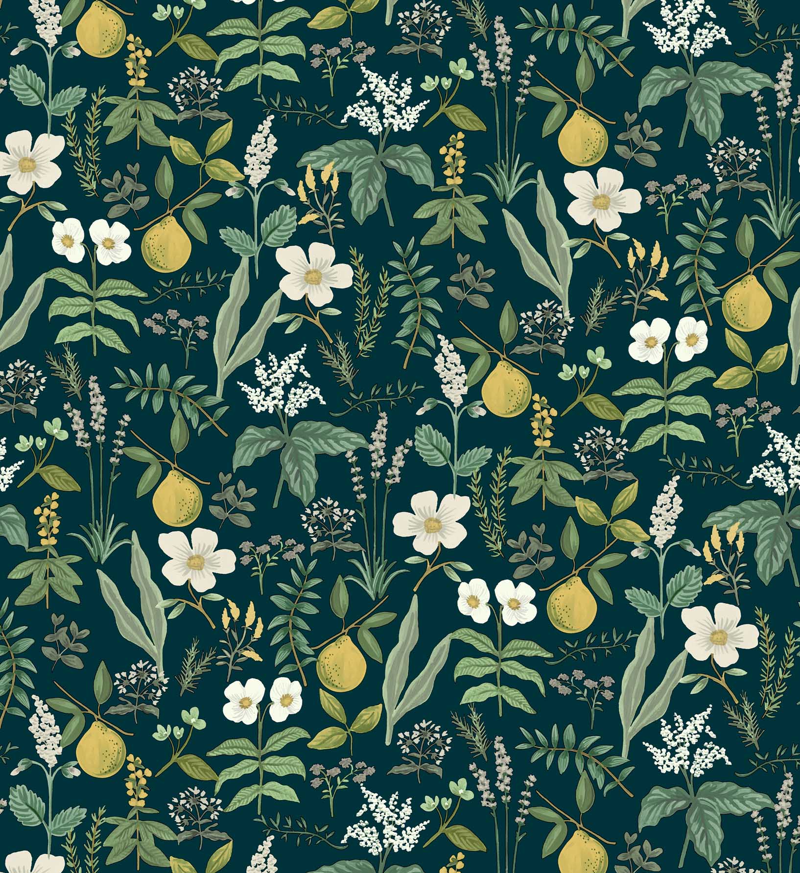 Herb Garden Peel & Stick Wallpaper Sample - Navy