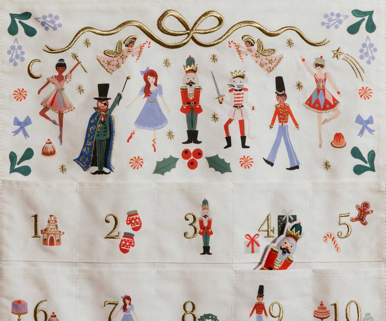 Embroidered Hanging Advent Calendar - Nutcracker