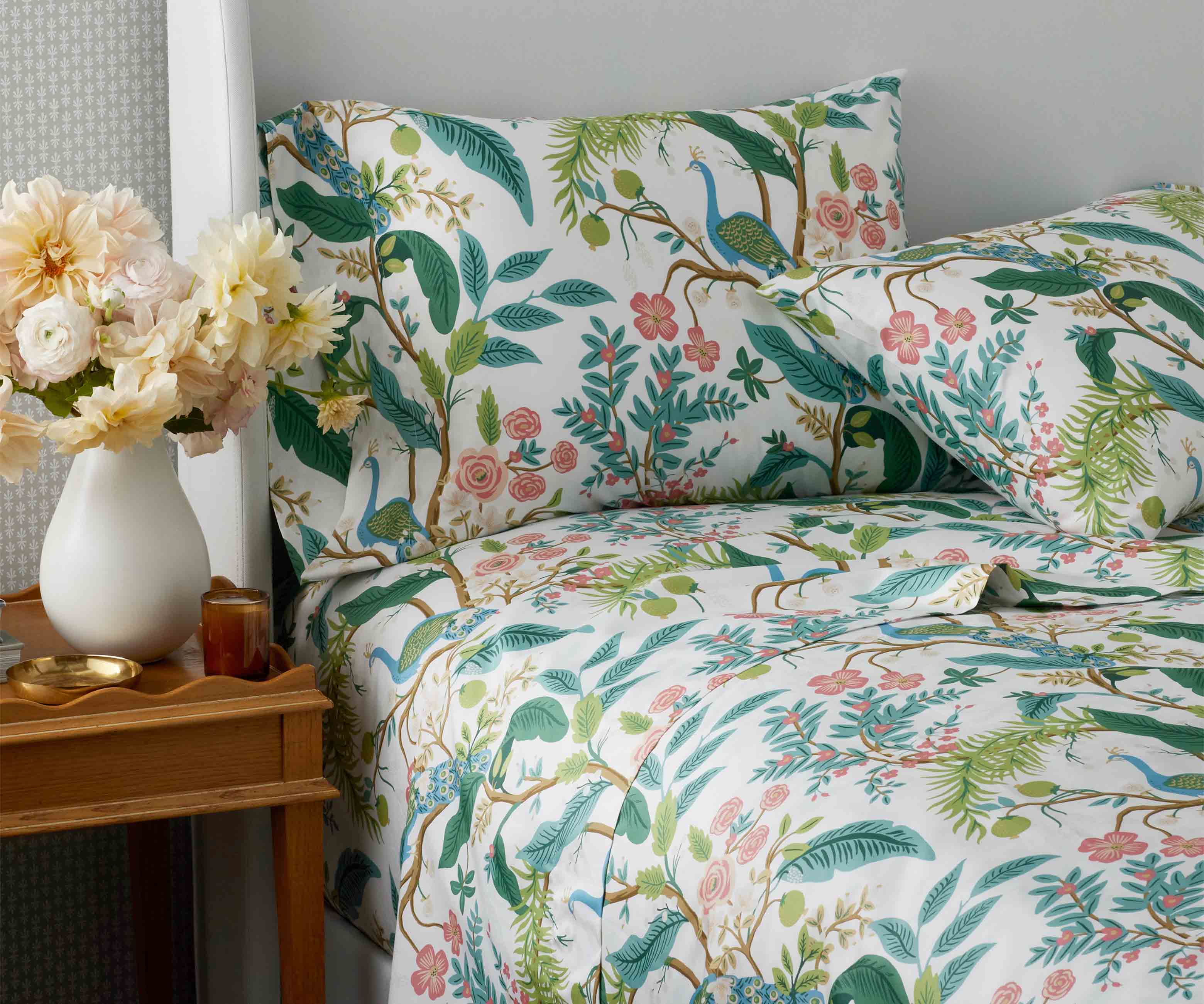 Sateen Sheet Set - Peacock White