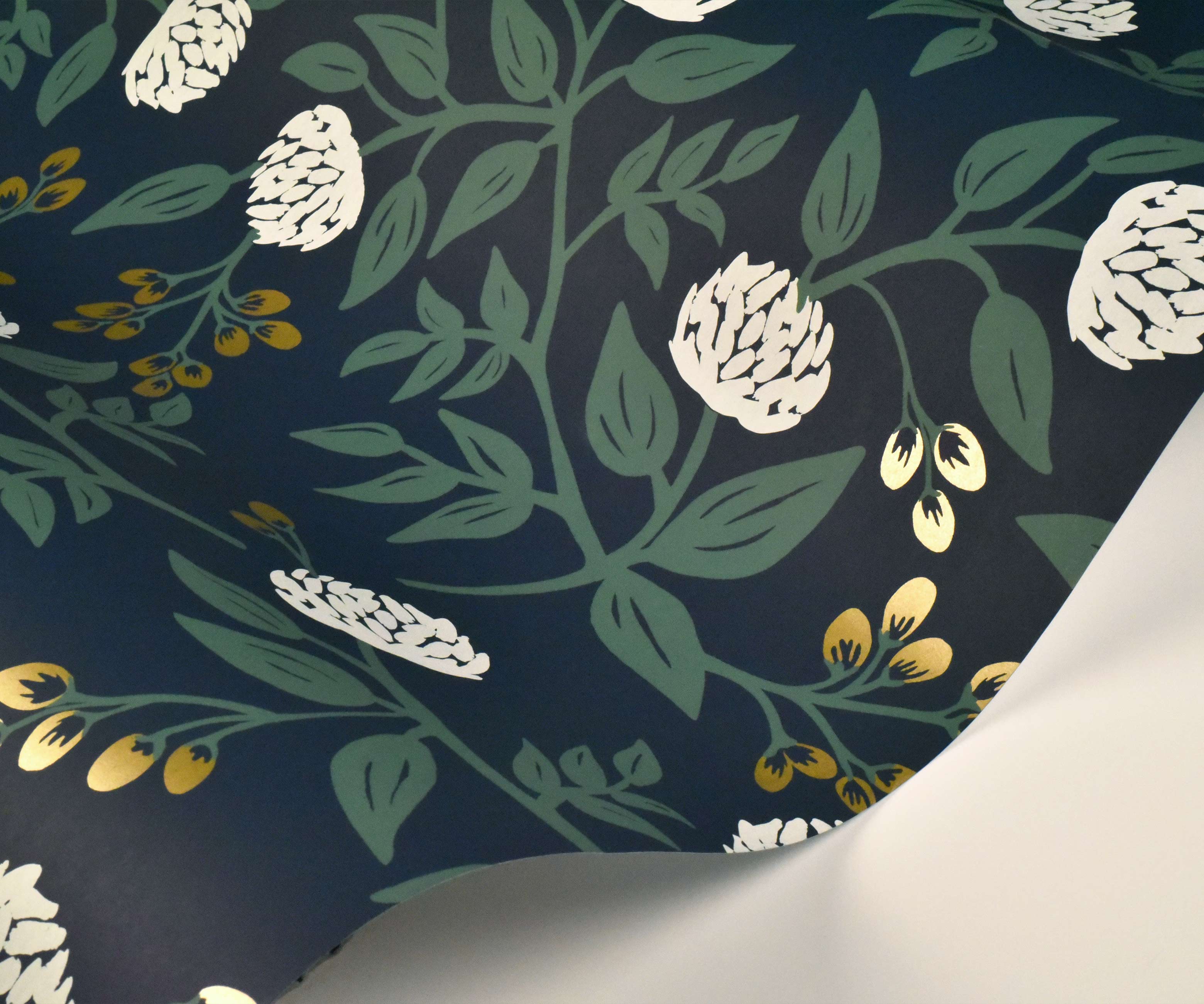 Peonies Wallpaper - Navy