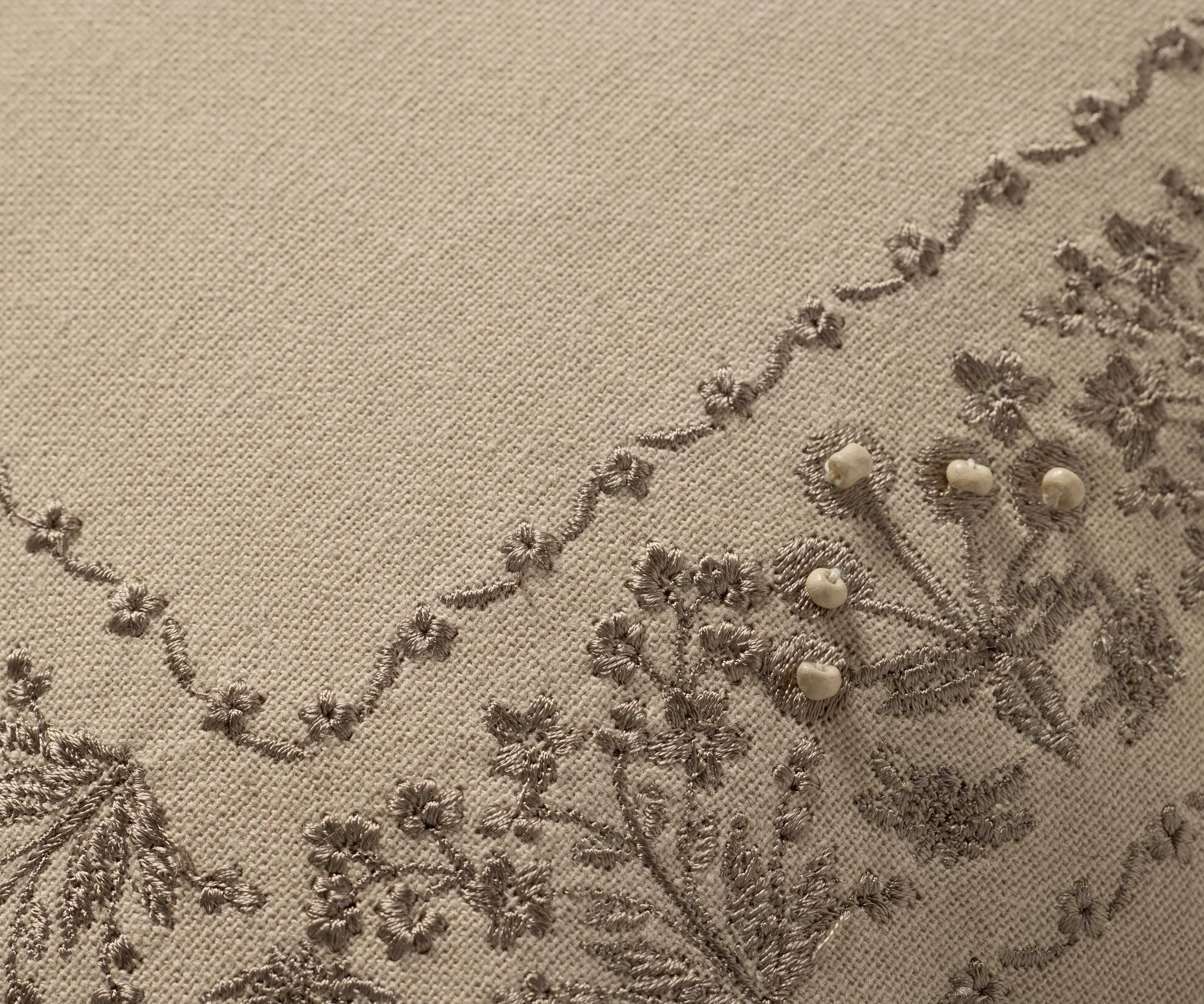 Estee Border Embroidered Pillow - Cream